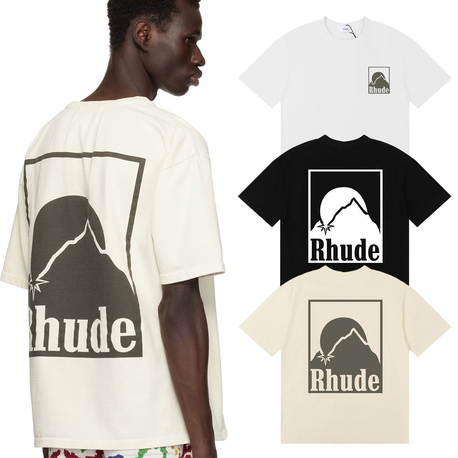 编号50158，春夏新款Rhude Moonlight Badge月亮徽章印花高品质双...