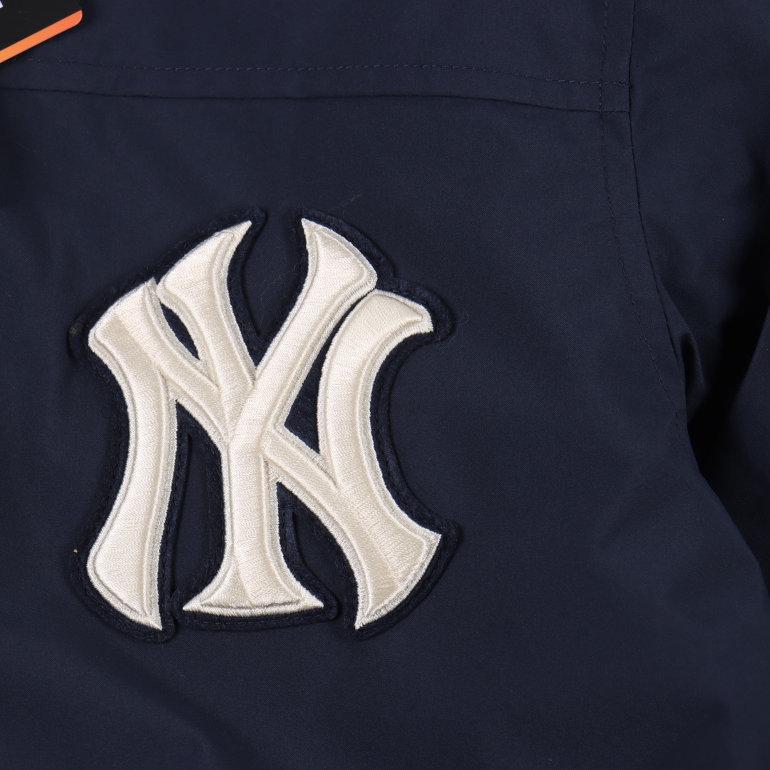 MLB官方男女情侣中长款鹅绒保暖羽绒服防风大毛领