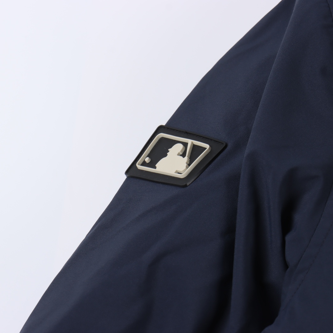 MLB官方男女情侣中长款鹅绒保暖羽绒服防风大毛领
