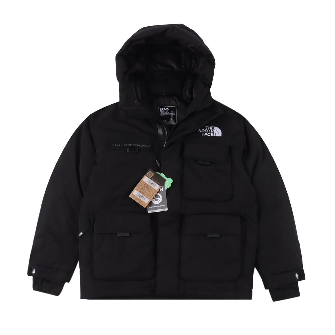 THE NORTH FACE/北面TNF 多口袋工装连帽羽绒服黑色