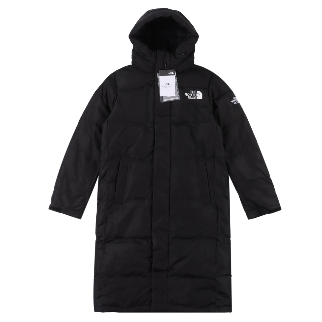 THE NORTH FACE/北面TNF 长款连帽羽绒服 进口barudan/百灵达绣花机定制万针电绣