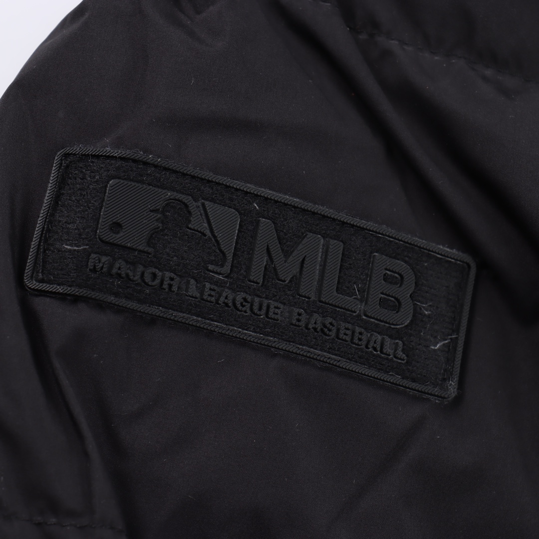 MLB 纽扣小标刺绣LOGO长款加厚羽绒服