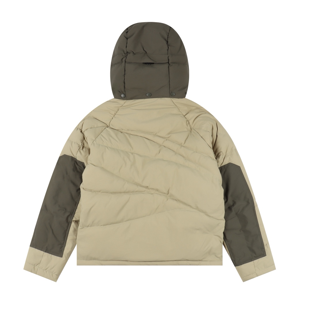 MONCLER GENIUSx菲董 联名款 FW23 拼接防水尼龙缝线连帽短款羽绒服 90白鸭绒