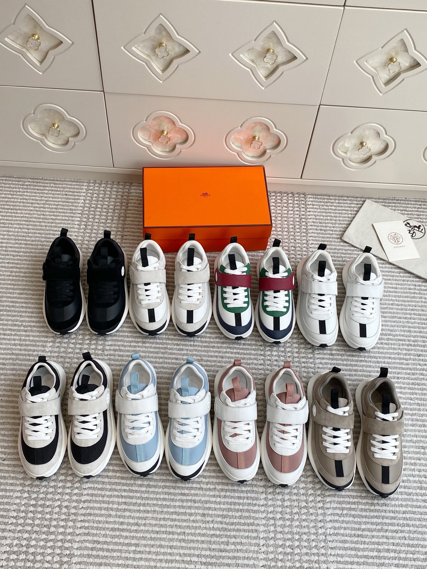 NO:543213,Hermes·Velcro thick-soled sneakers·35-46, dad shoes, hermes, sneakers19860909Hermes·魔术贴厚底运动鞋·35-46,老爹鞋,hermes,sneakers,Women's Shoes