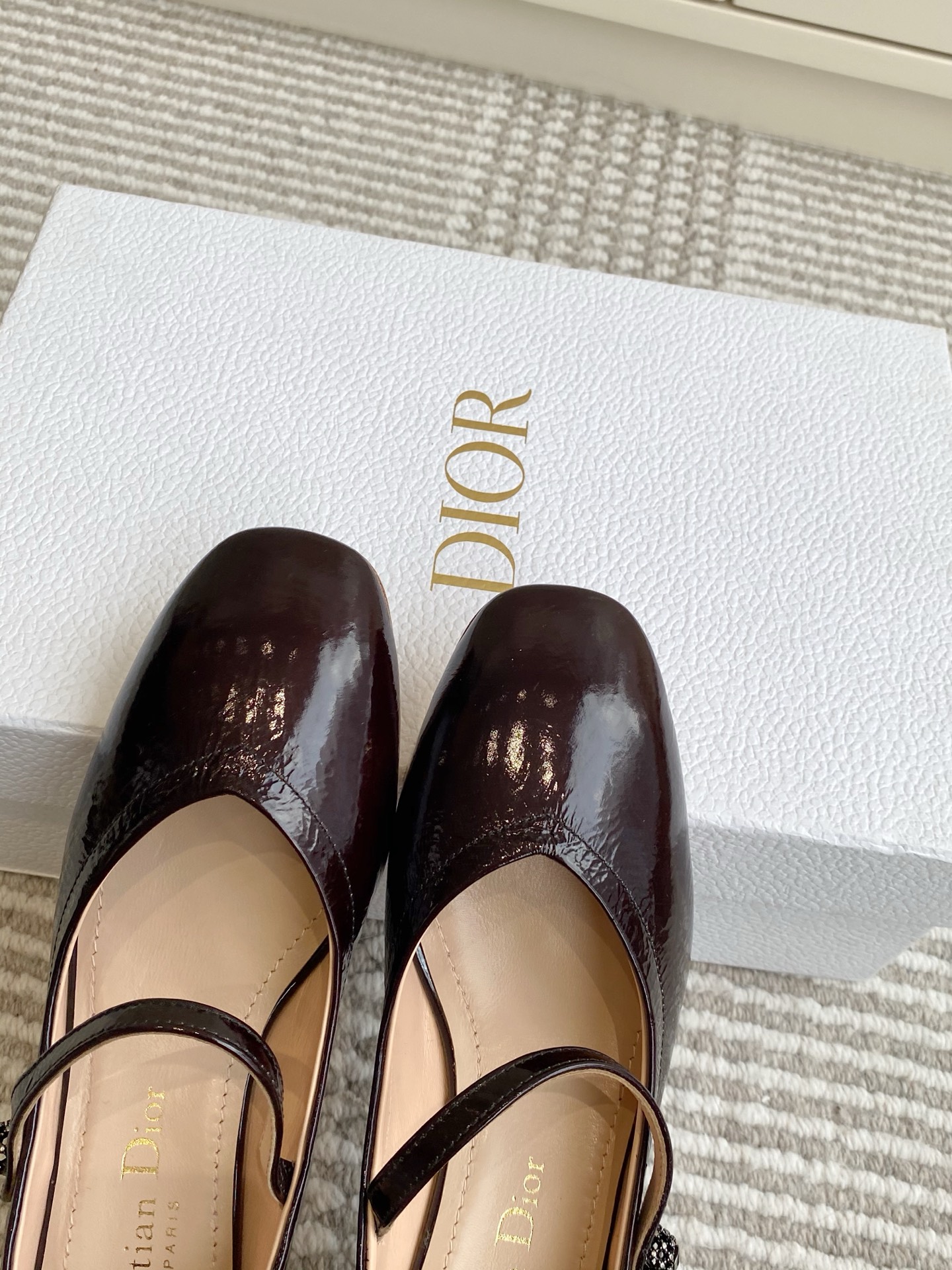 🐳Dior 迪奥 2025新款🆕D-New Ballet 粗跟圆头玛丽珍单鞋✔️材质：鞋面进口牛皱漆皮✔