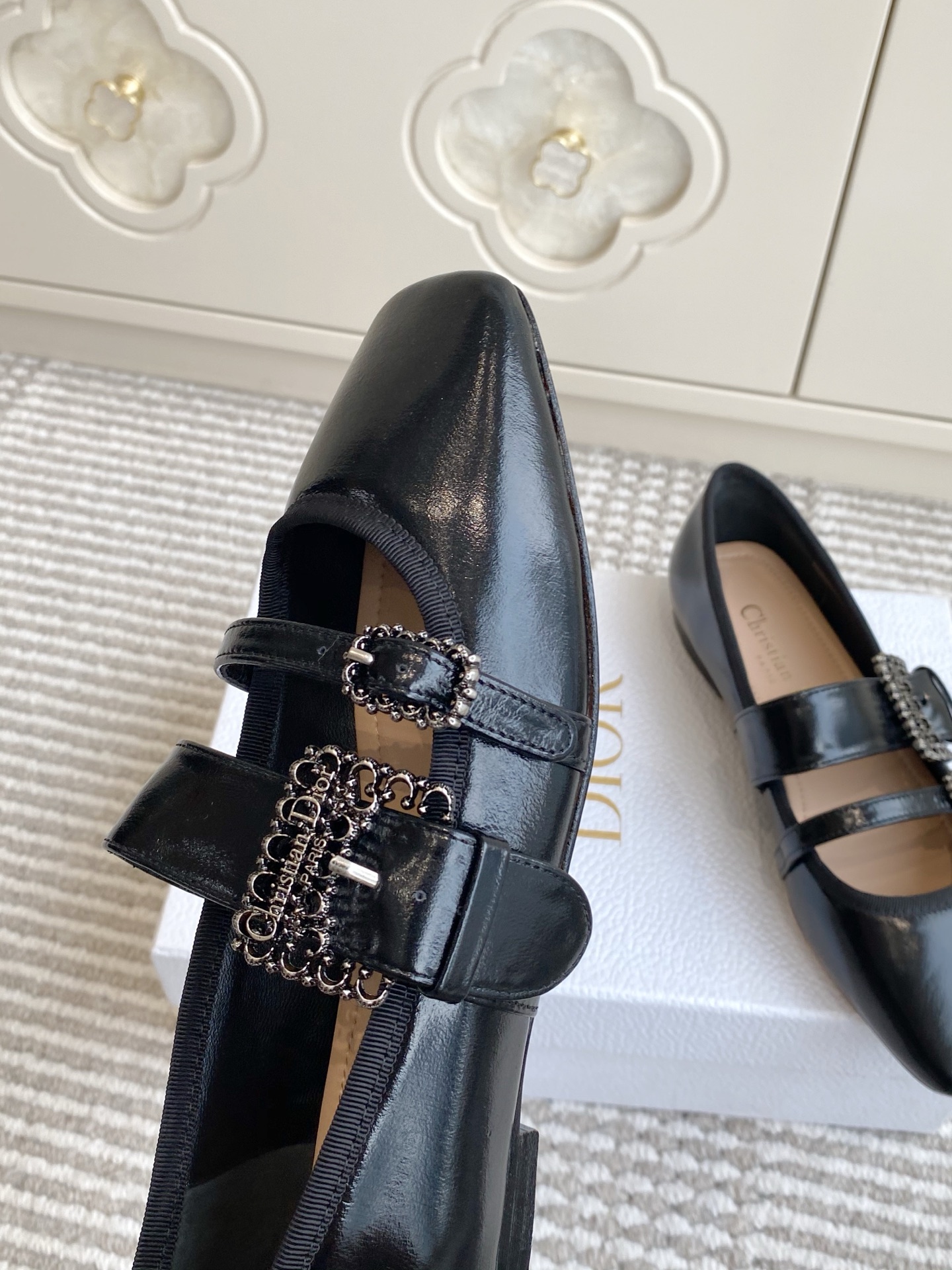 Dior D-New Ballet Black Leather Mary Jane Flats with Buckle Detail 6 i1759691177989 1723 0 4