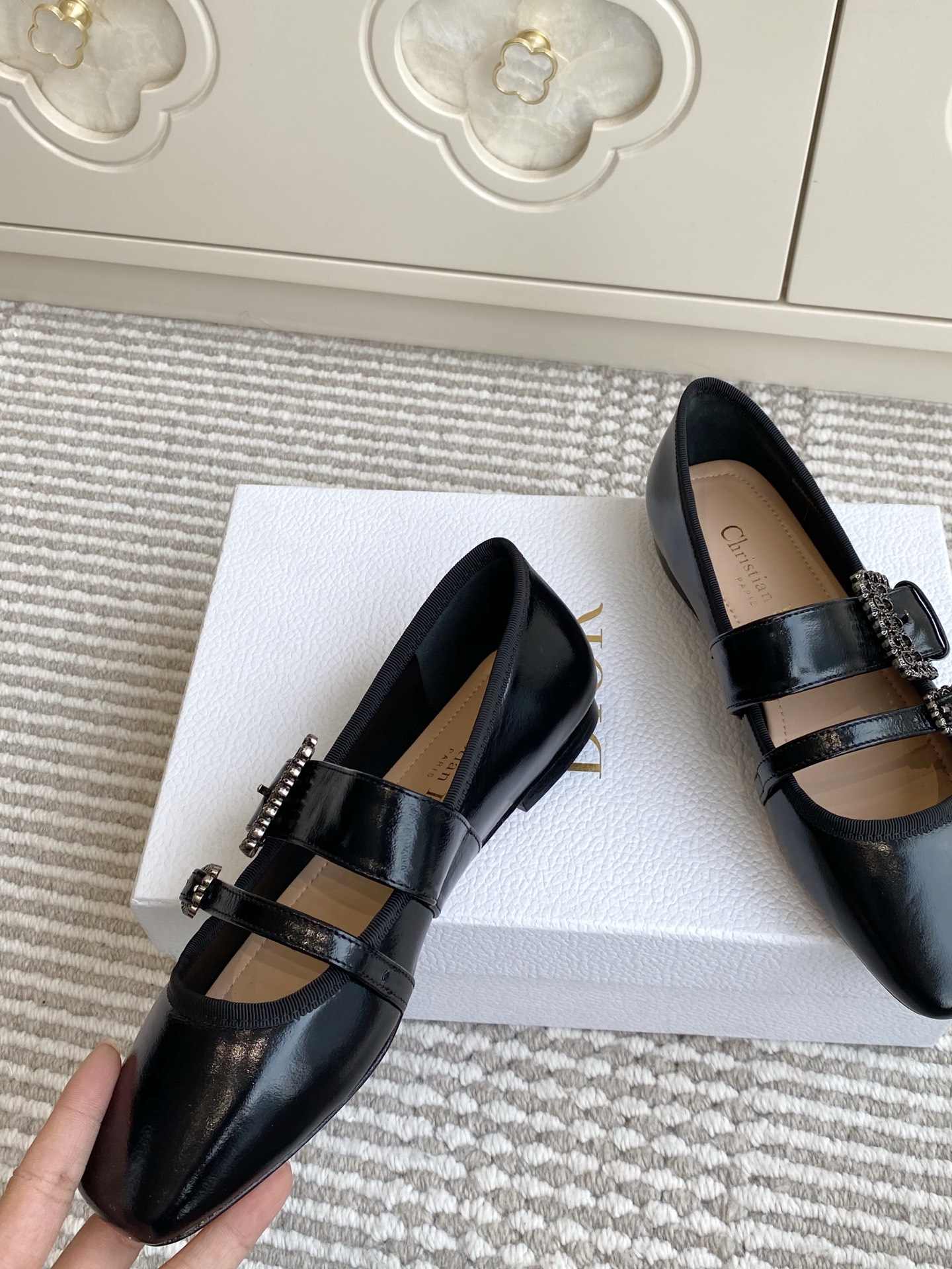 Dior D-New Ballet Black Leather Mary Jane Flats with Buckle Detail 4 i1759691178014 4023 0 2