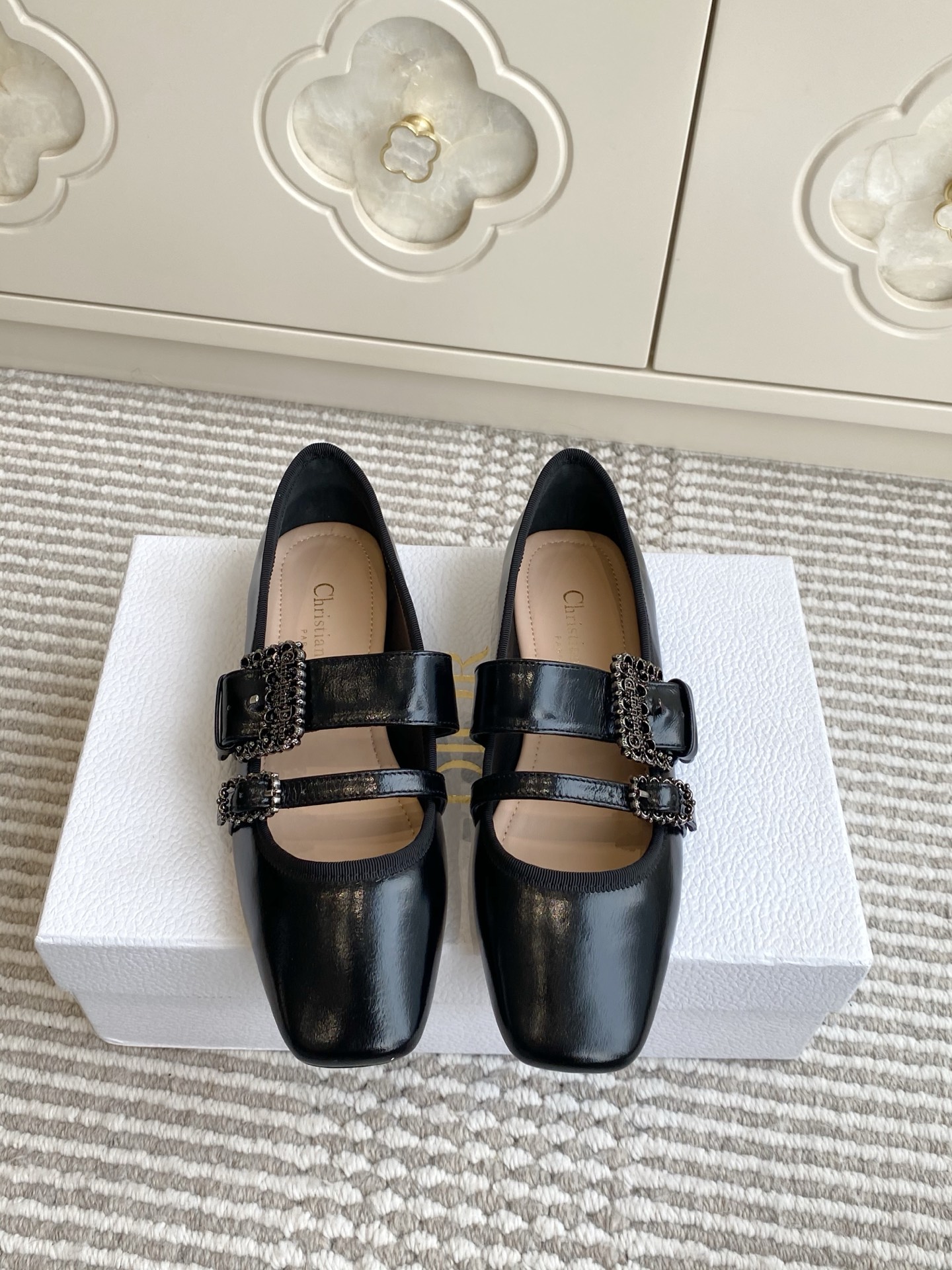 Dior D-New Ballet Black Leather Mary Jane Flats with Buckle Detail 2 i1759691178029 8458 0 0