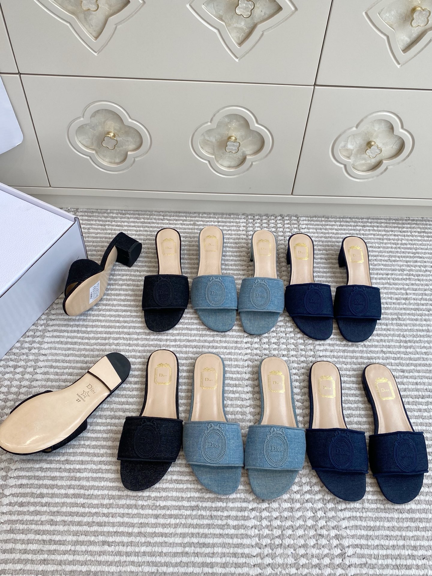 NO:924190,Dior denim emblem slippers, slippers, dior, slippers19860909Dior·丹宁牛仔徽章拖鞋,拖鞋,dior,slippers,Women's Shoes
