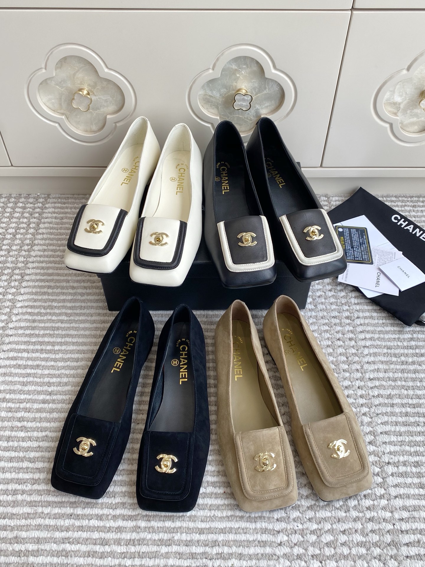 NO:923950,Chanel·Double c square toe flat shoes,shoes,chanel19860909Chanel·双c方头平底单鞋,单鞋,chanel,Women's Shoes