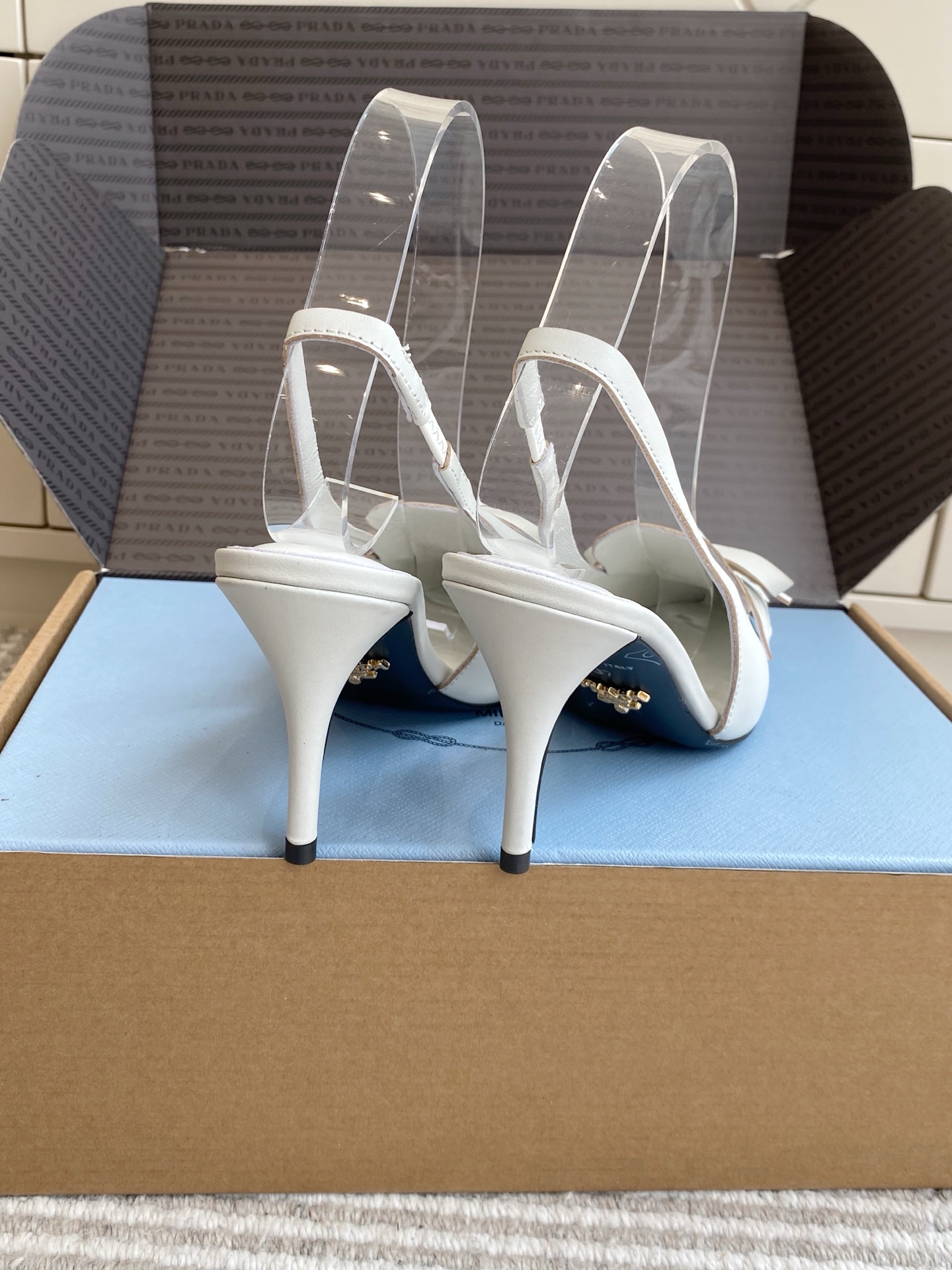 Prada  Fringe Bow Pointed-Toe Slingback Heels 