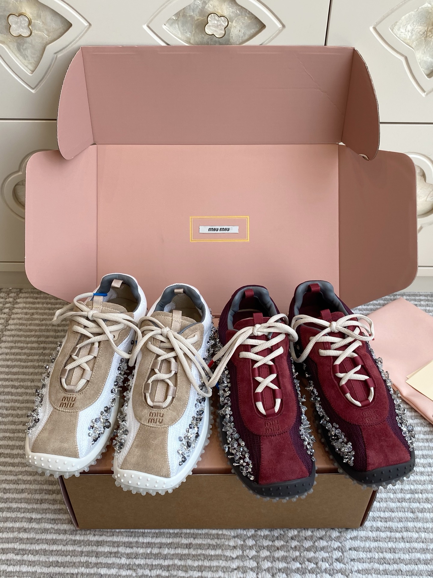 NO:923195,Miu Miu diamond-encrusted virtues, retro girly ceiling, casual shoes/sneakers, miumiu, sneakers19860909Miu Miu镶钻德训,复古少女天花板,休闲鞋/运动鞋,miumiu,sneakers,Women's Shoes