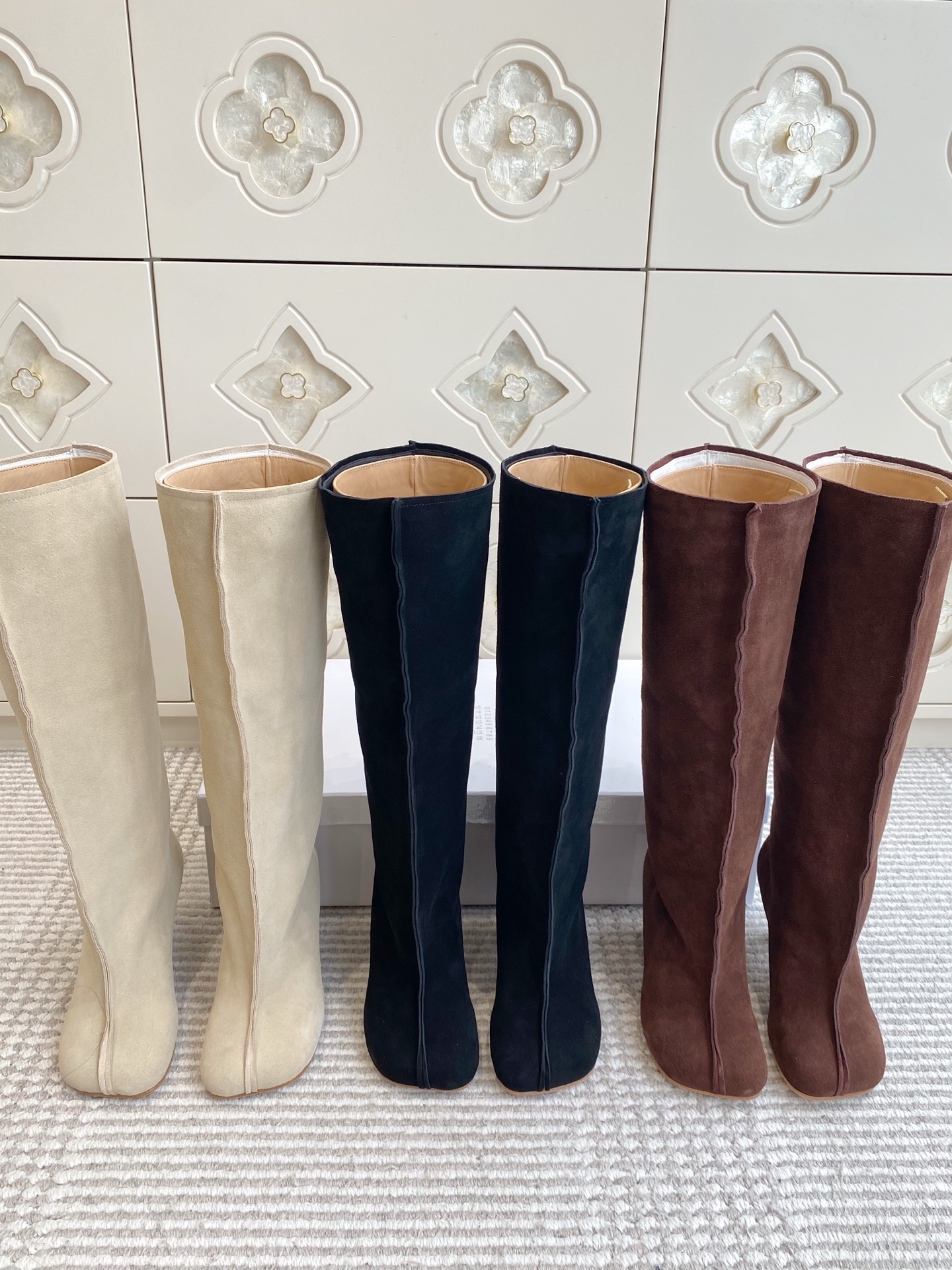 NO:957133,Maison Margiela suede high stiletto boots, boots, boots, chamois leather19860909Maison Margiela 麂皮高筒细跟长靴,靴子,boots,chamois leather,Women's Shoes