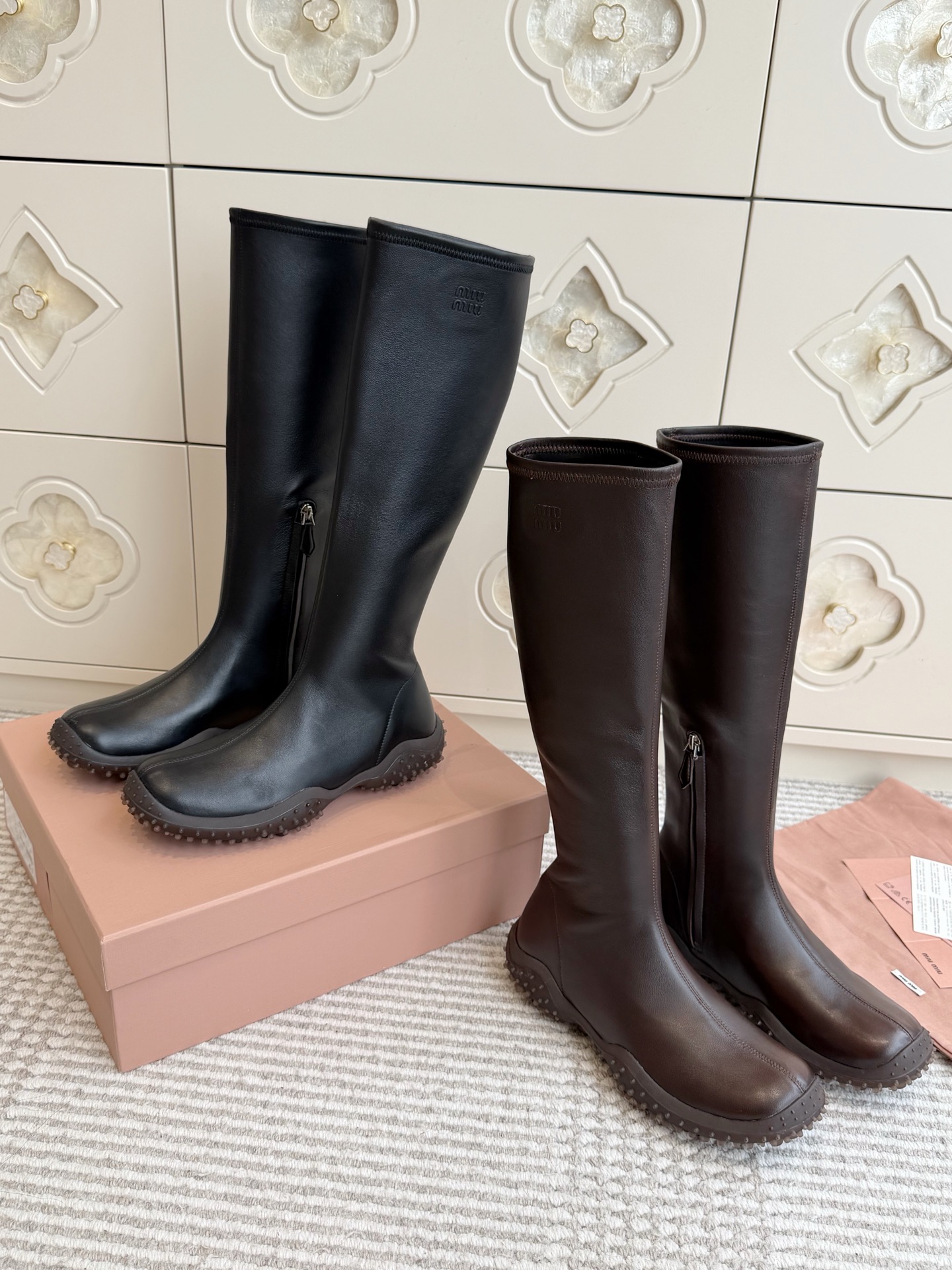 NO:956845,Miu Miu stretch sheepskin high boots,boots,miumiu,boots,sheepskin19860909Miu Miu弹力羊皮高筒长靴,靴子,miumiu,boots,sheepskin,Women's Shoes