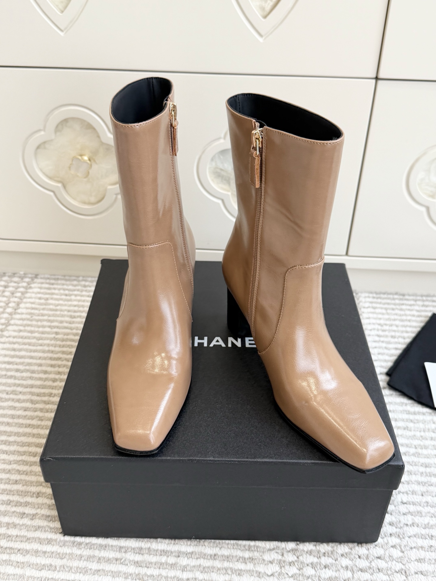 Tan Block Heel Boots