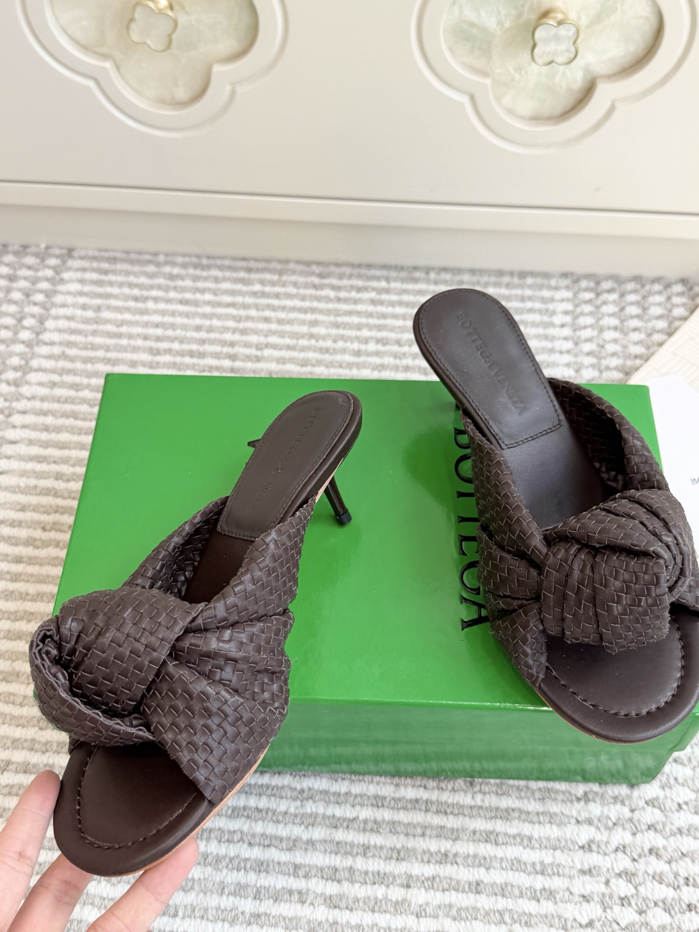 Bottega Veneta Brown Knot Slide Sandals