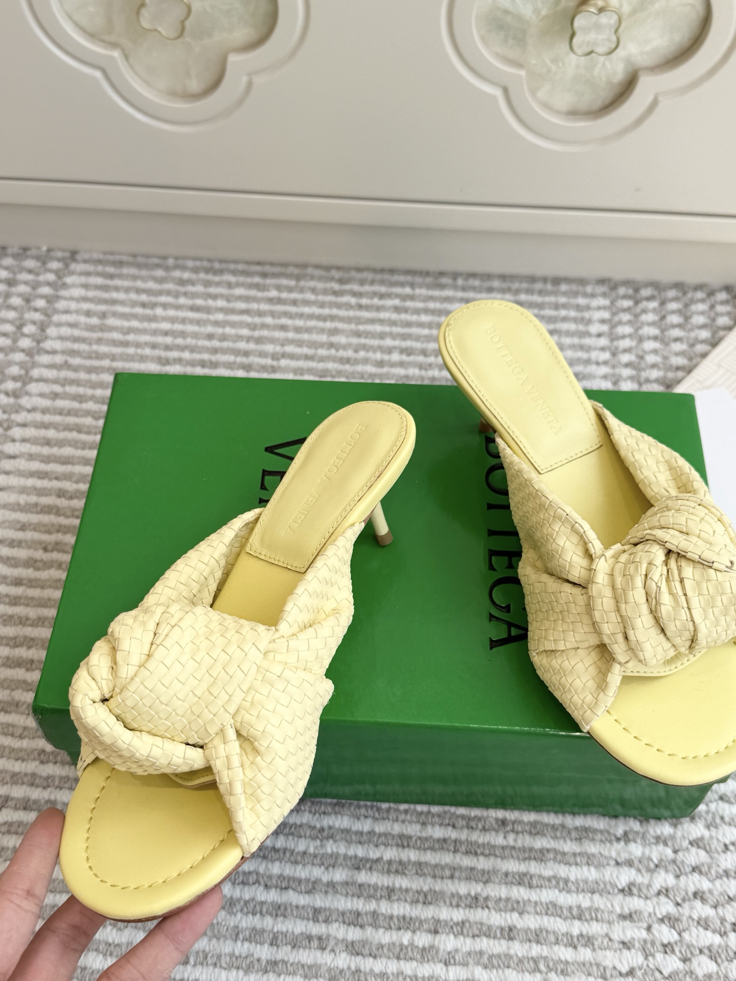 Bottega Veneta Yellow Knot Slide Sandals