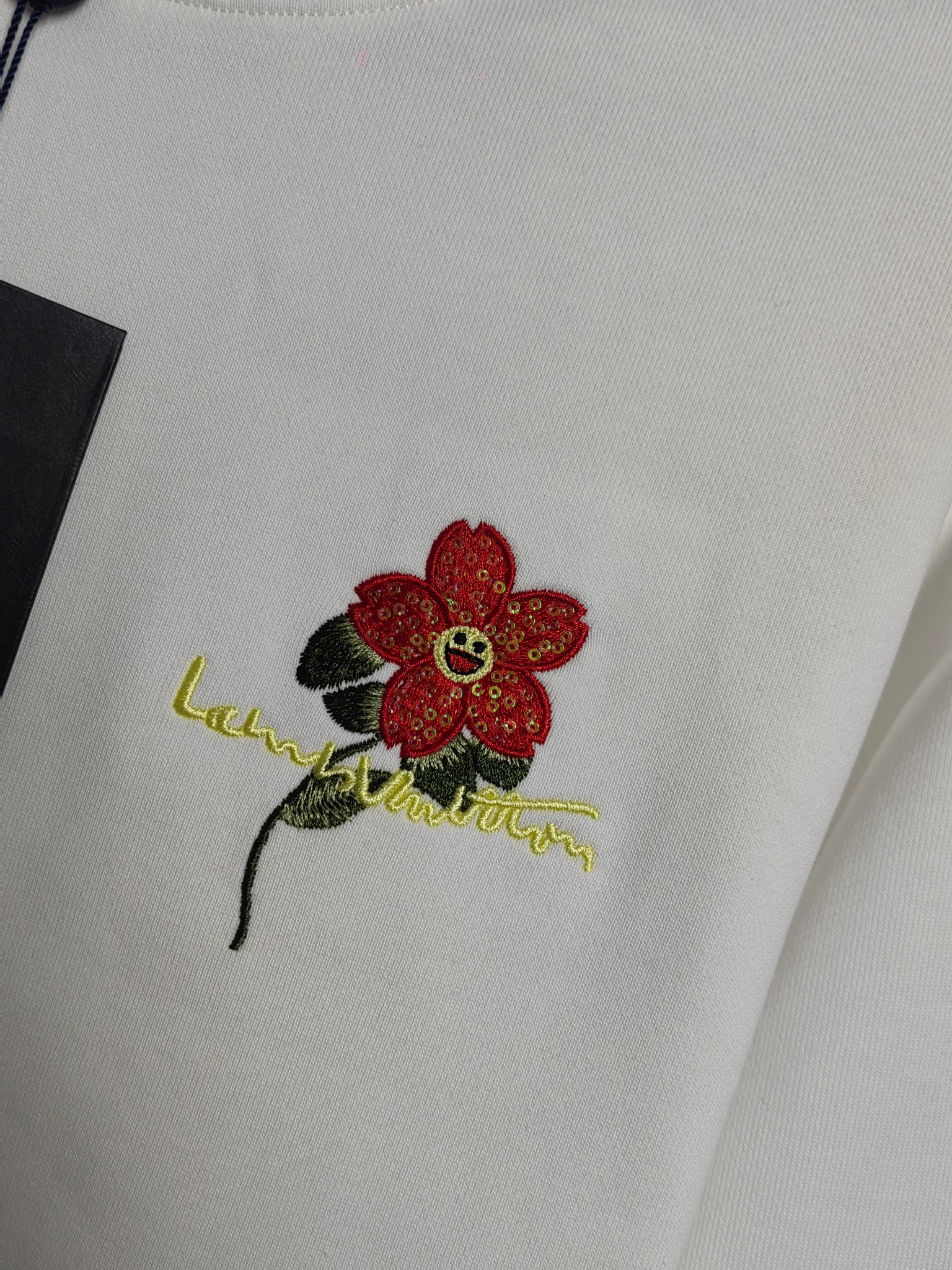 LV 円领卫衣 - 420克精棉素材・男女共用・前绣花デザイン