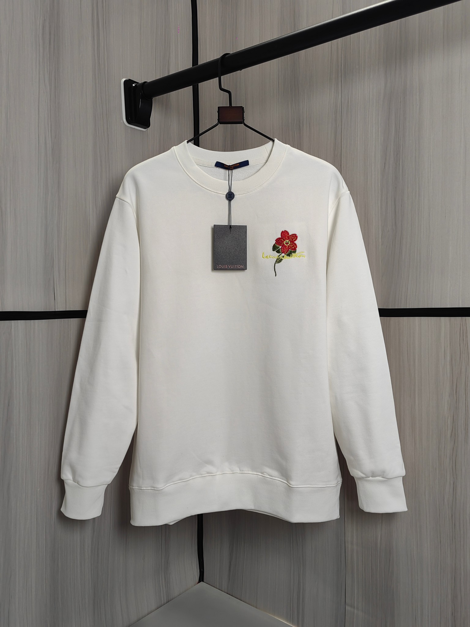 LV 円领卫衣 - 420克精棉素材・男女共用・前绣花デザイン