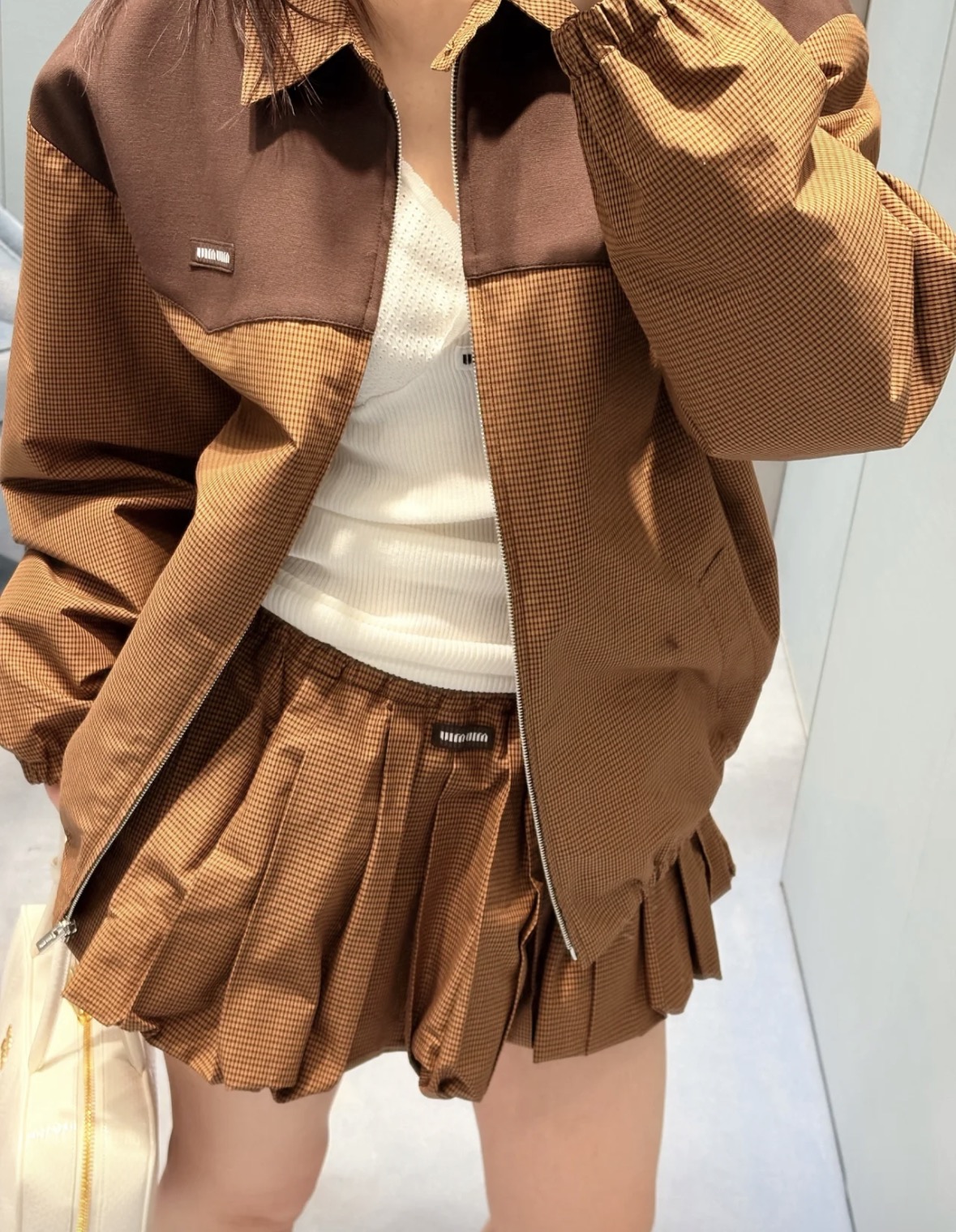 미우미우 컬러 블록 여성 자켓 상세 이미지 5