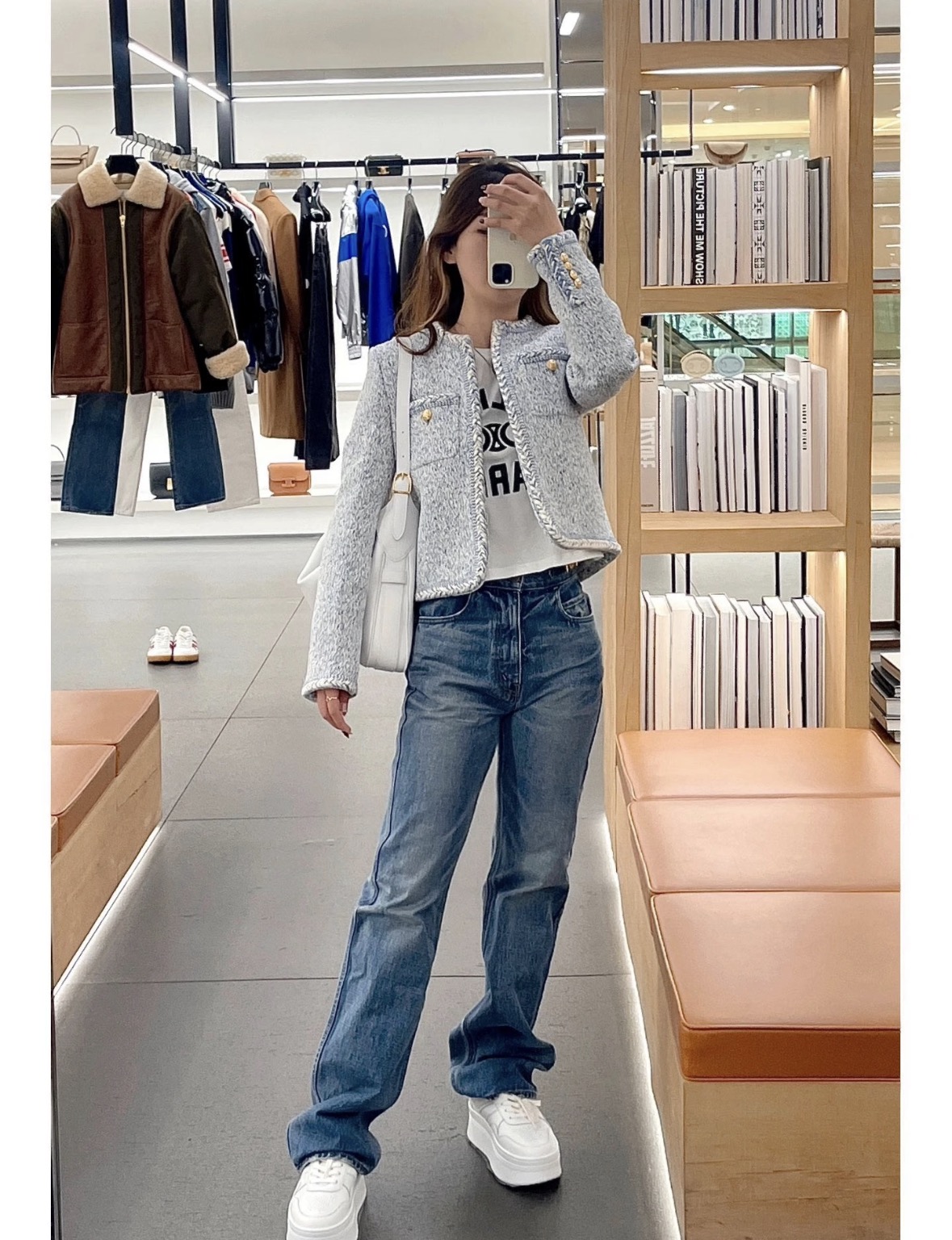 셀린느 그레이셔블루 트위드 크롭 자켓 상세 이미지 8