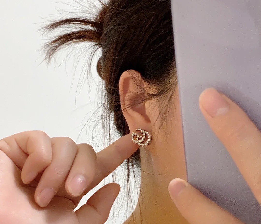 Gucci Crystal GG Stud Earrings