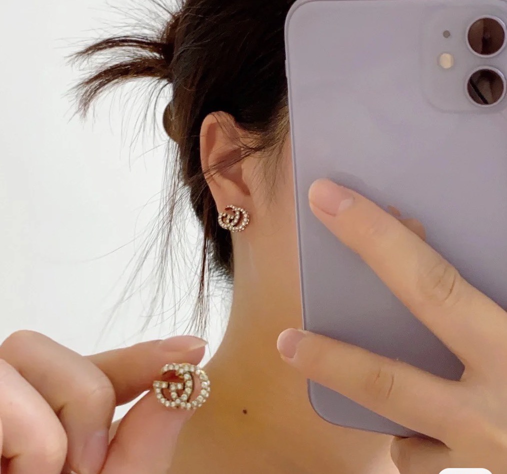Gucci Crystal GG Stud Earrings