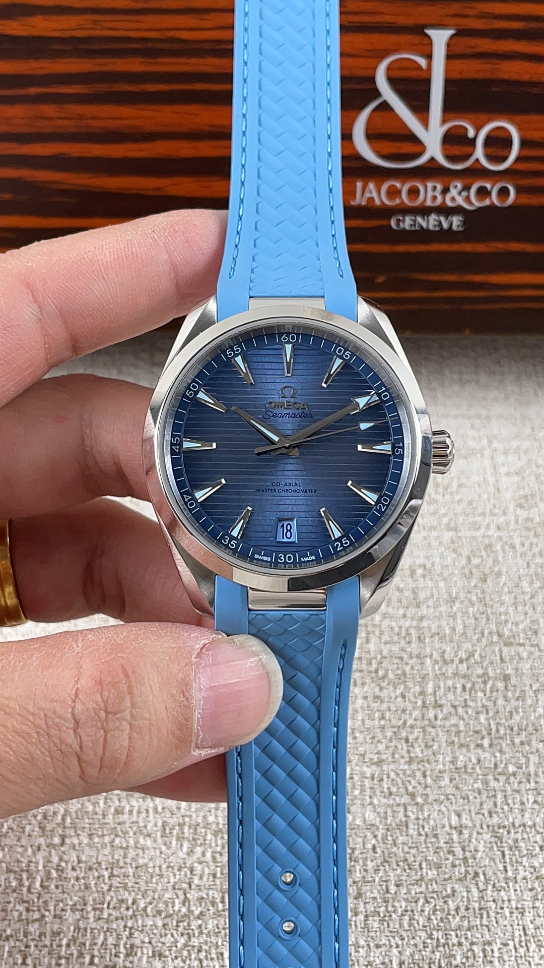 NO:157450,VS!  New Omega Seahorse Teak Blue!  , omega19860909VS！新款欧米茄海马柚木蓝！,,omega,Watch