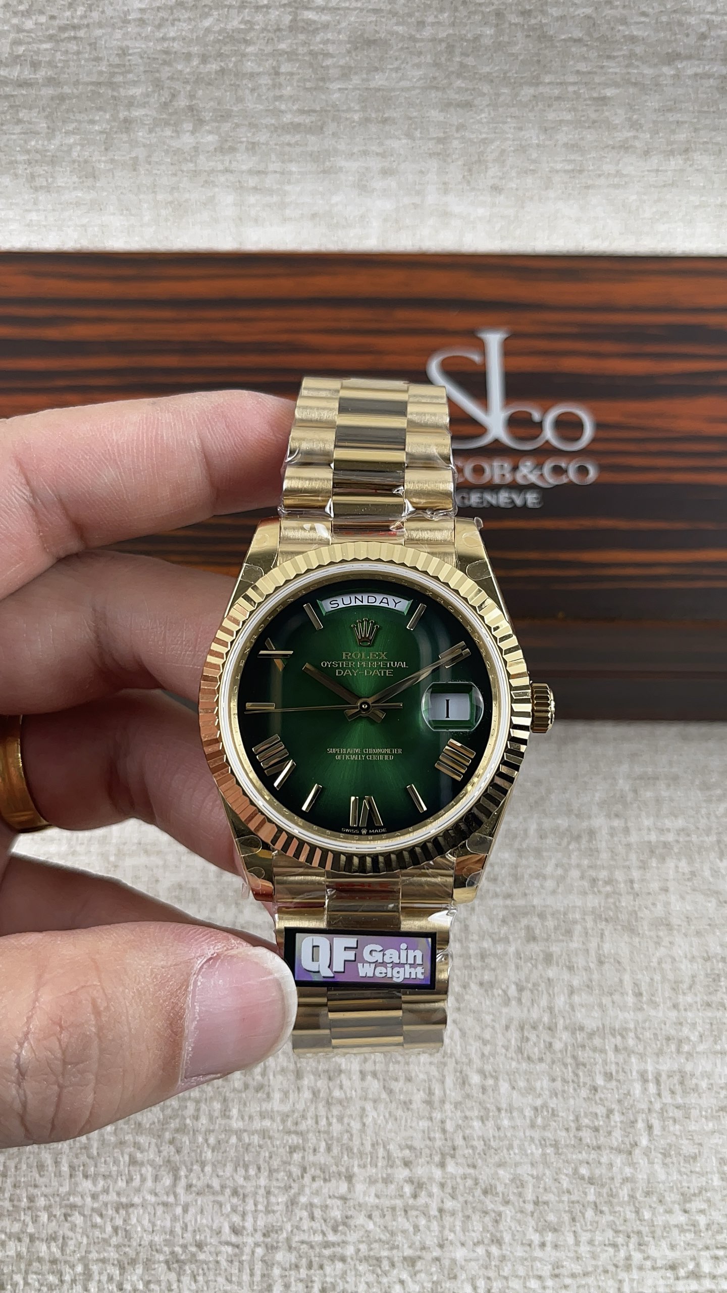 NO:158303,QF!  Rolex Smoky Green Weight Log!  Match with the 2836 movement!  ,,rolex19860909QF！劳力士烟熏绿配重日志！搭配2836机芯！,,rolex,Watch