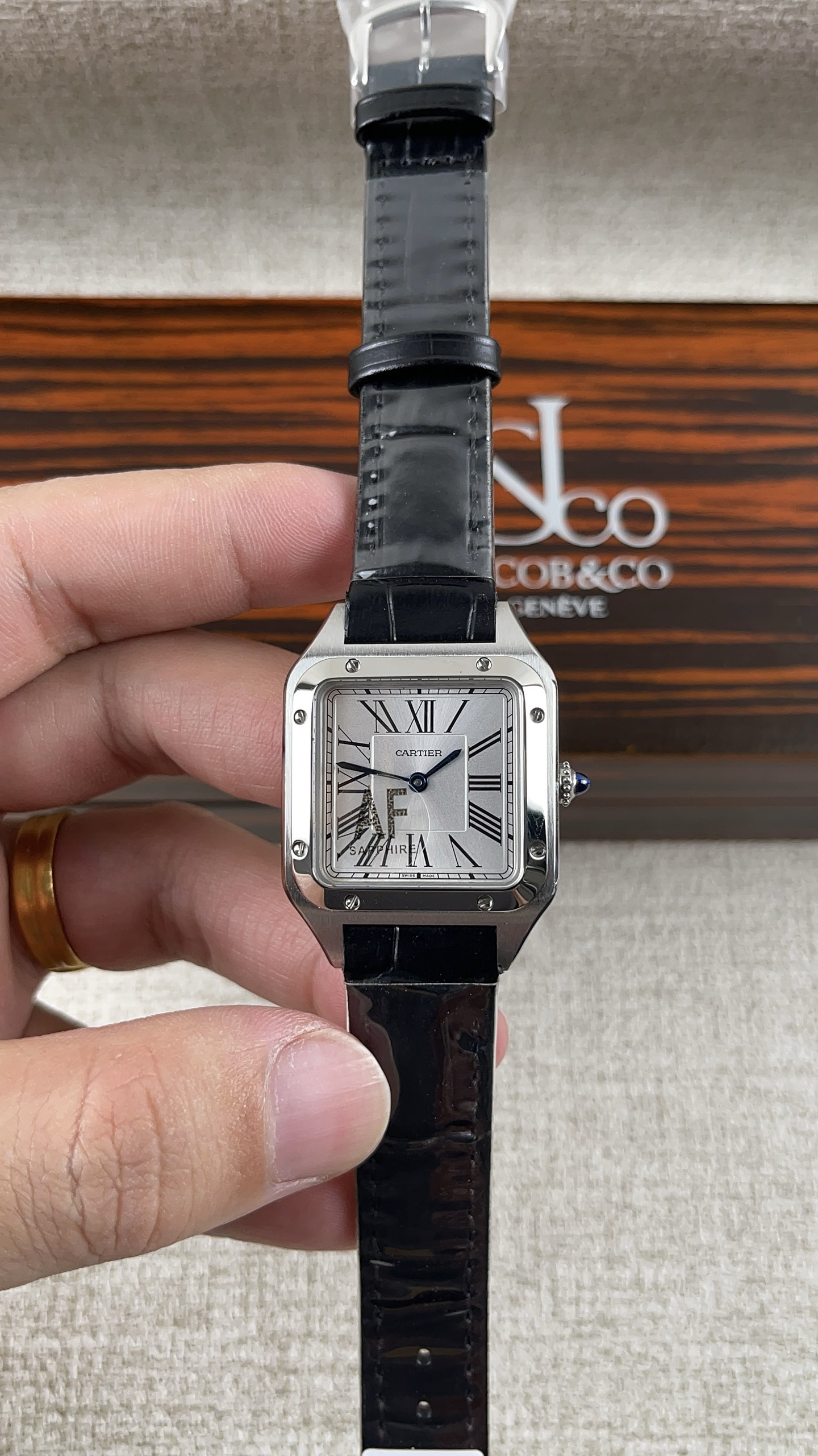 NO:158534,AF!  Cartier trumpet Sandos series!  Paired with a quartz movement!  , cartier19860909AF！卡地亚小号山度士系列！搭配石英机芯！,,cartier,Watch