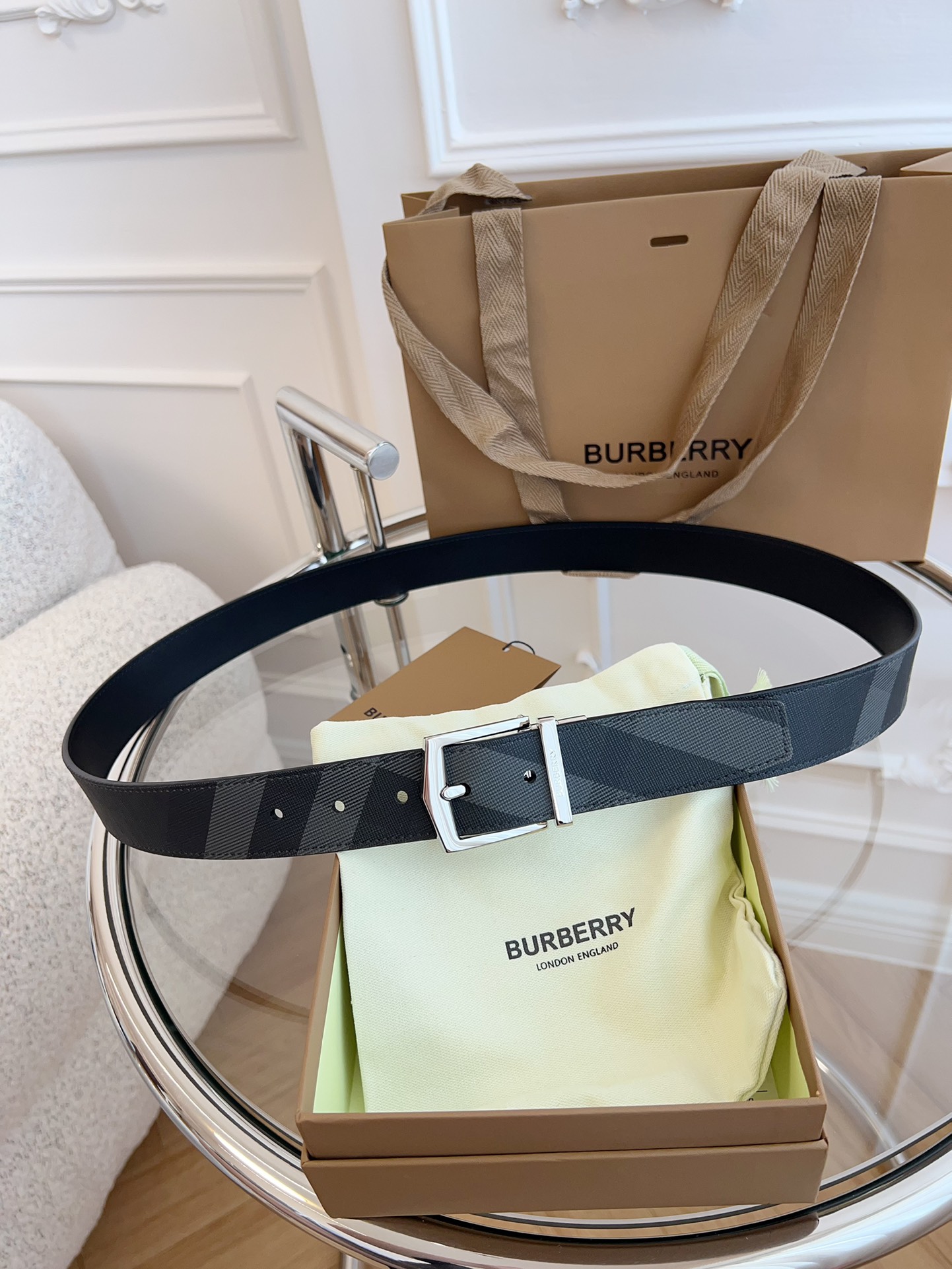 Burberry博柏利英国原厂皮料格纹/黑色牛皮品质毋庸置疑没有更好只有最好尺寸3.5厘米