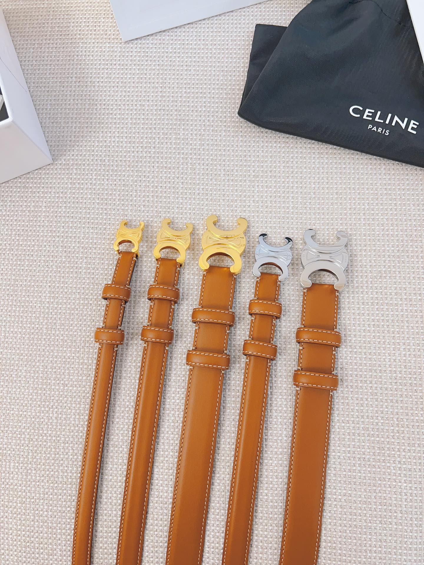 Celine 升级版CELINE凯旋门皮带 真空电镀钢扣