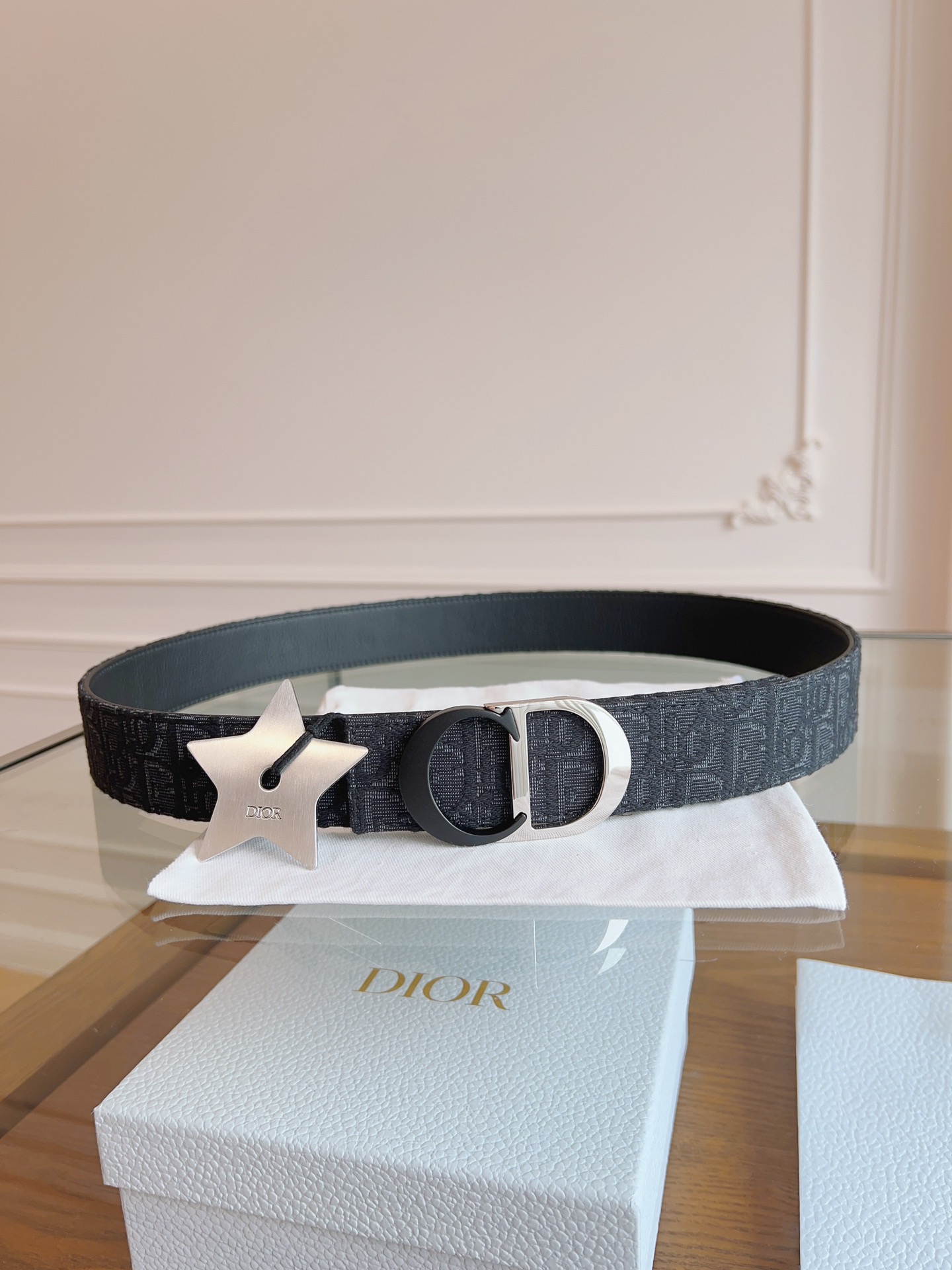 Dior Oblique Canvas and Black Leather Belt, 3.5 cm Width 7 i1714405015 1537 1