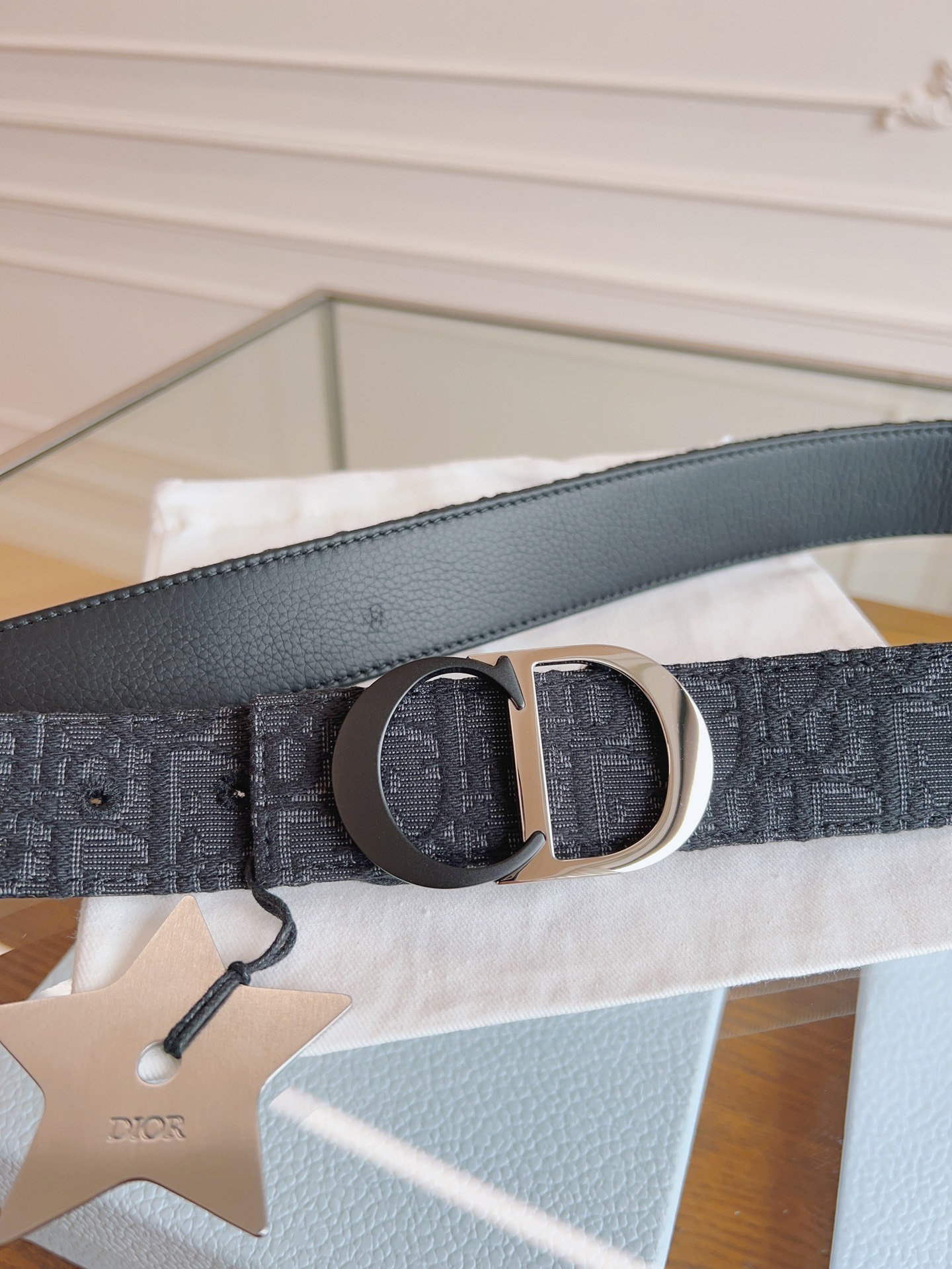 Dior Oblique Canvas and Black Leather Belt, 3.5 cm Width 8 i1714405015 2201 2