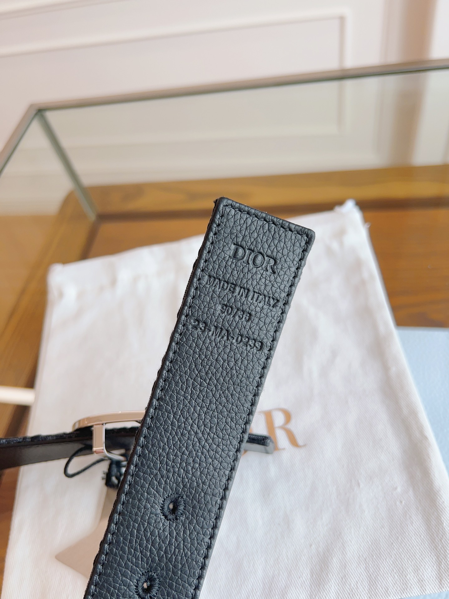 Dior Oblique Canvas and Black Leather Belt, 3.5 cm Width 6 i1714405015 4909 6