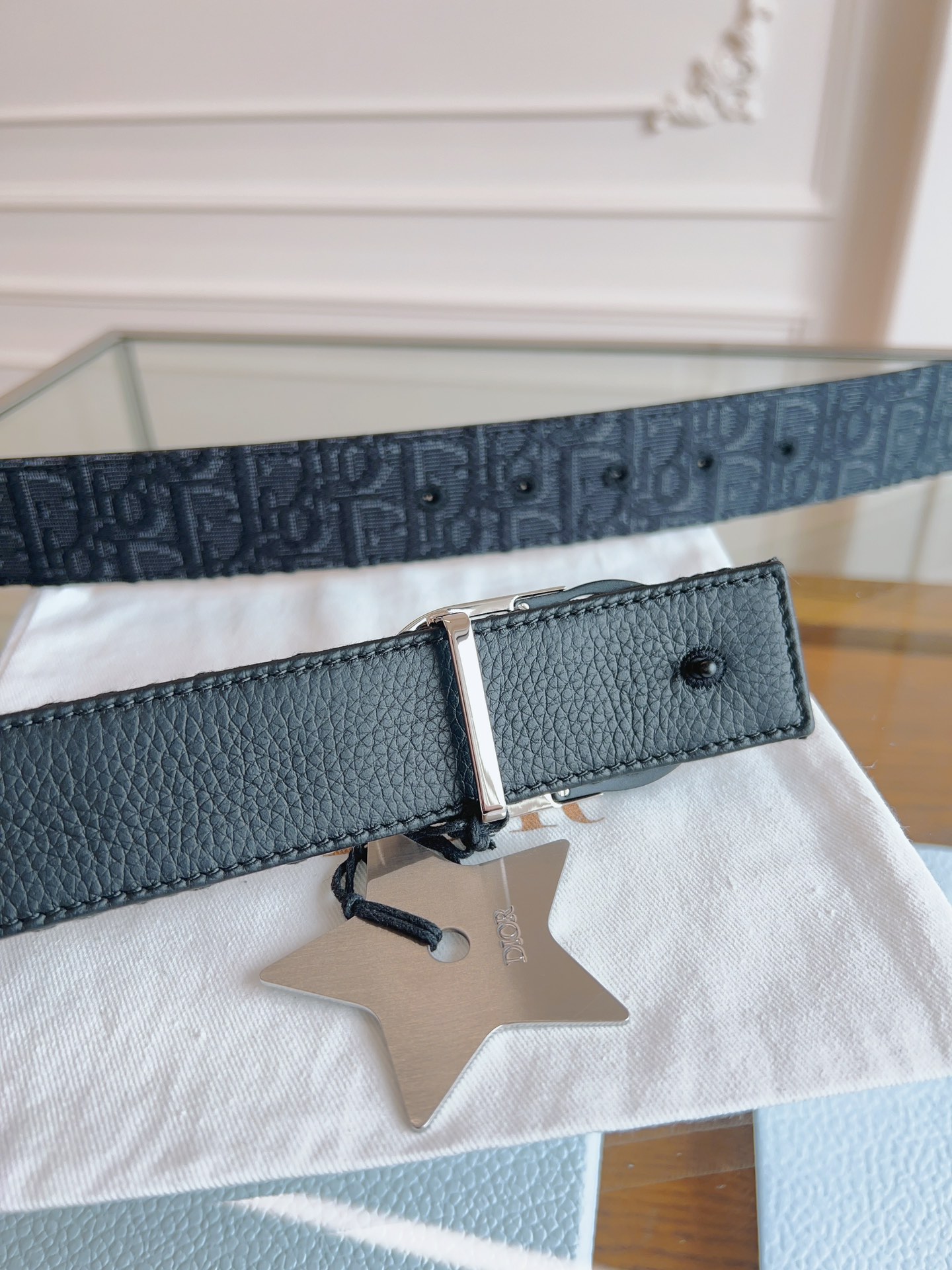 Dior Oblique Canvas and Black Leather Belt, 3.5 cm Width 5 i1714405015 4979 8