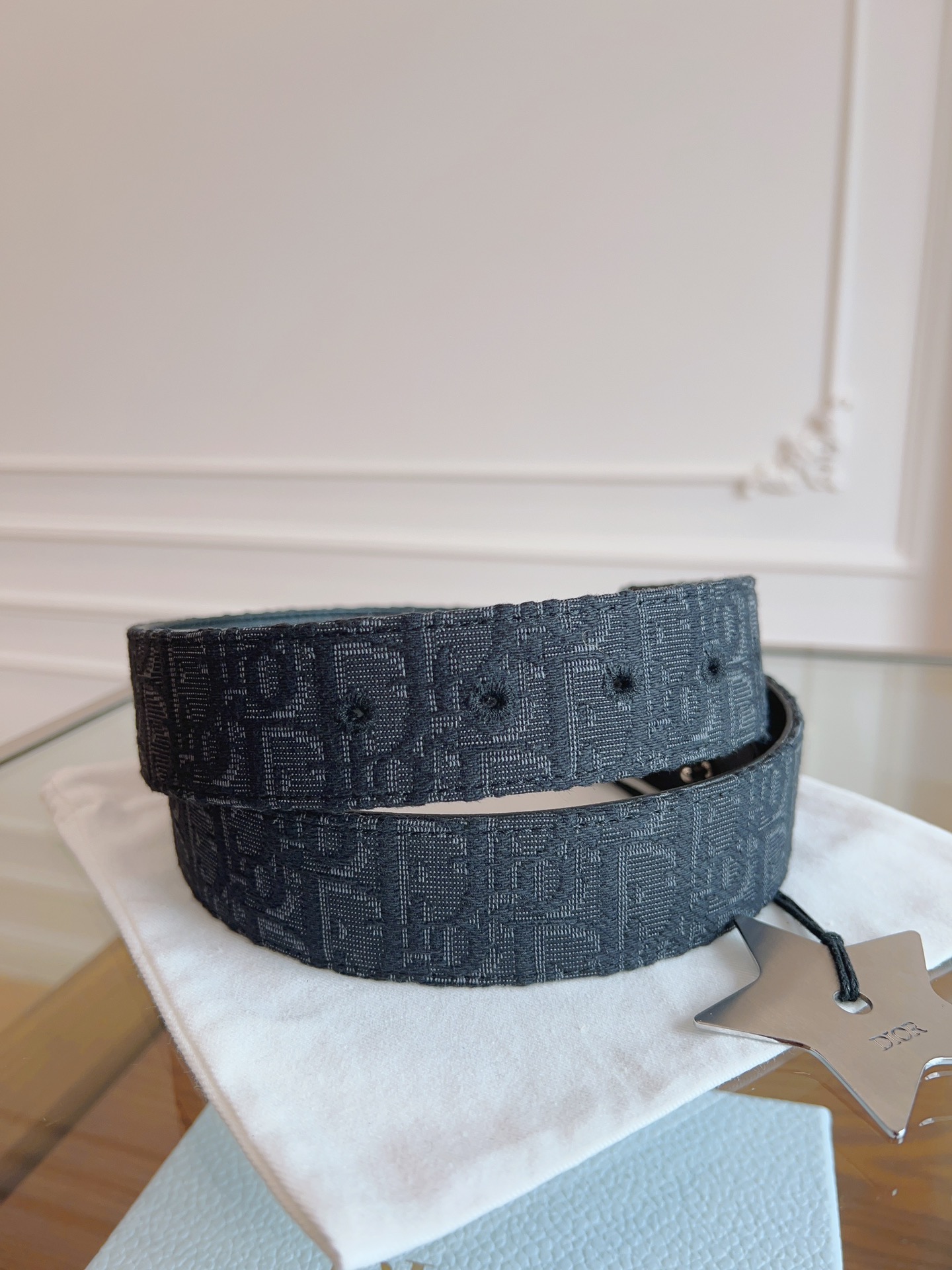 Dior Oblique Canvas and Black Leather Belt, 3.5 cm Width, Silver-Finish Metal 6 i1714405214 3572 8