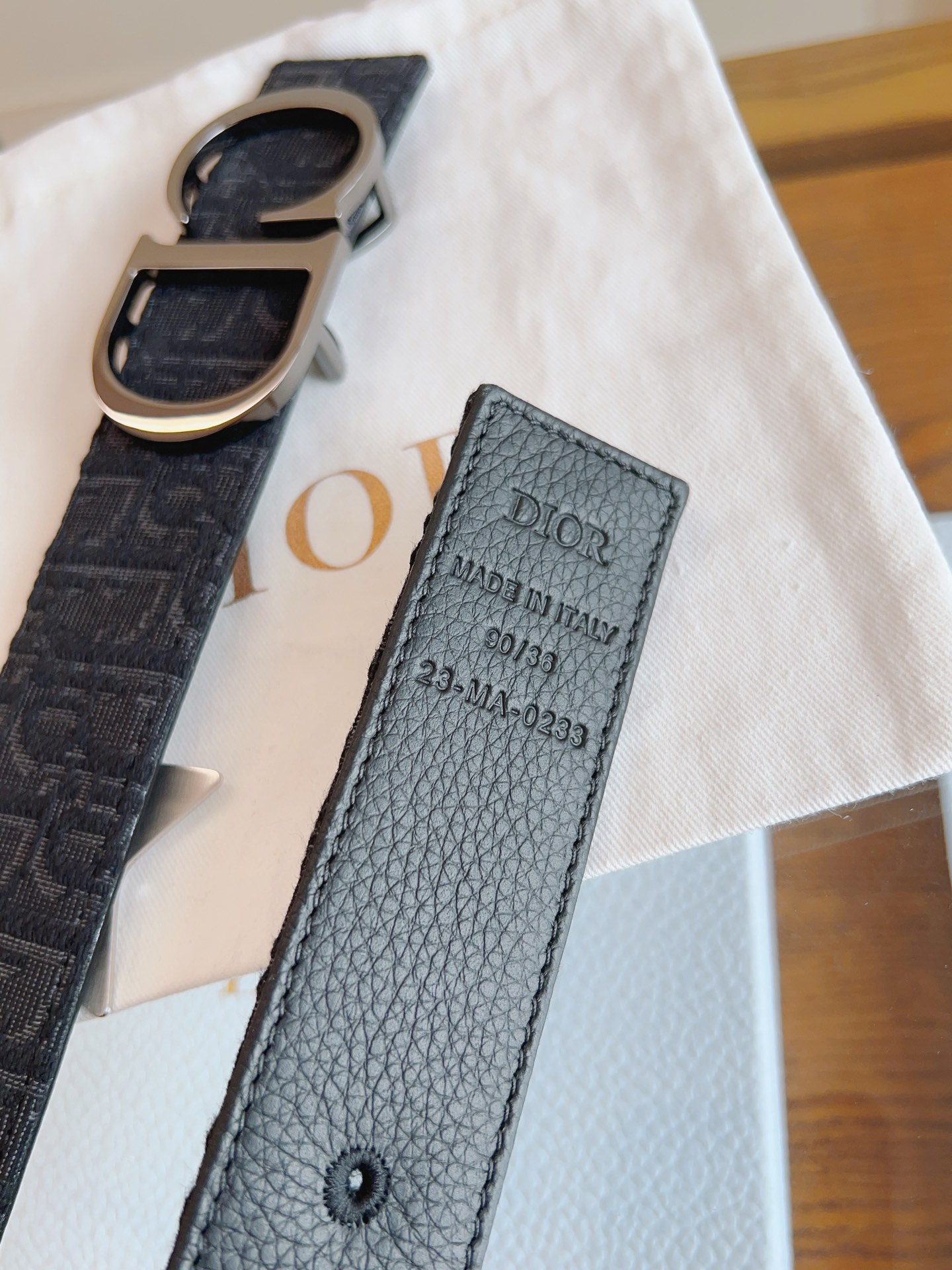 Dior Oblique Canvas and Black Leather Belt, 3.5 cm Width, Silver Finish Buckle 6 i1714405292 1727 0
