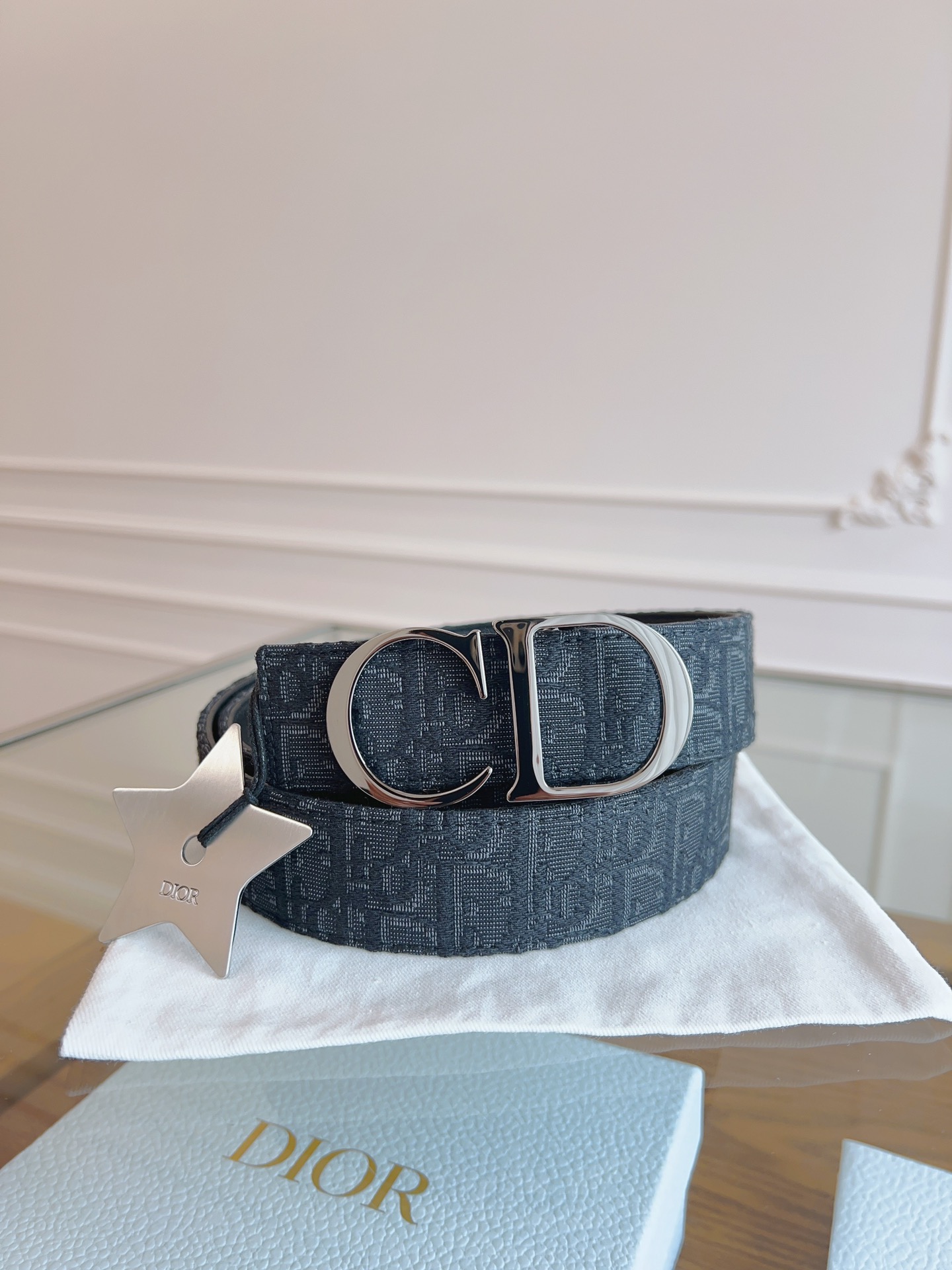 Dior Oblique Canvas and Black Leather Belt, 3.5 cm Width, Silver Finish Buckle 2 i1714405293 1930 5