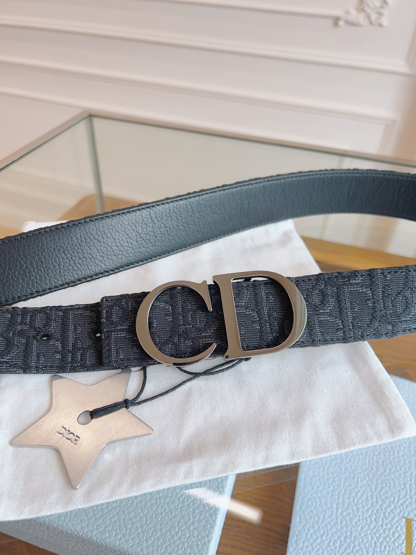 Dior Oblique Canvas and Black Leather Belt, 3.5 cm Width, Silver Finish Buckle 8 i1714405293 2077 7