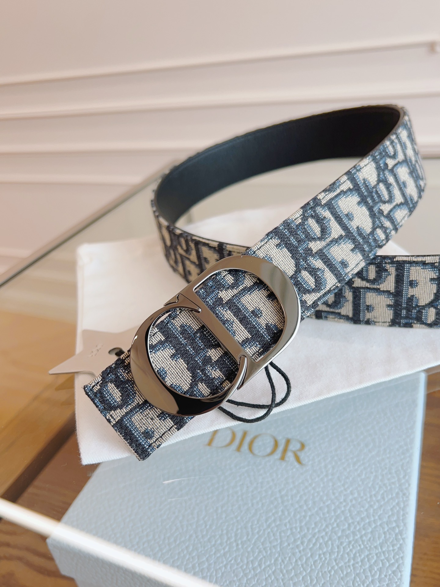 Dior Oblique Canvas Belt, 3.5cm - Blue Dior Oblique Embroidery 3 i1714405474 2529 4