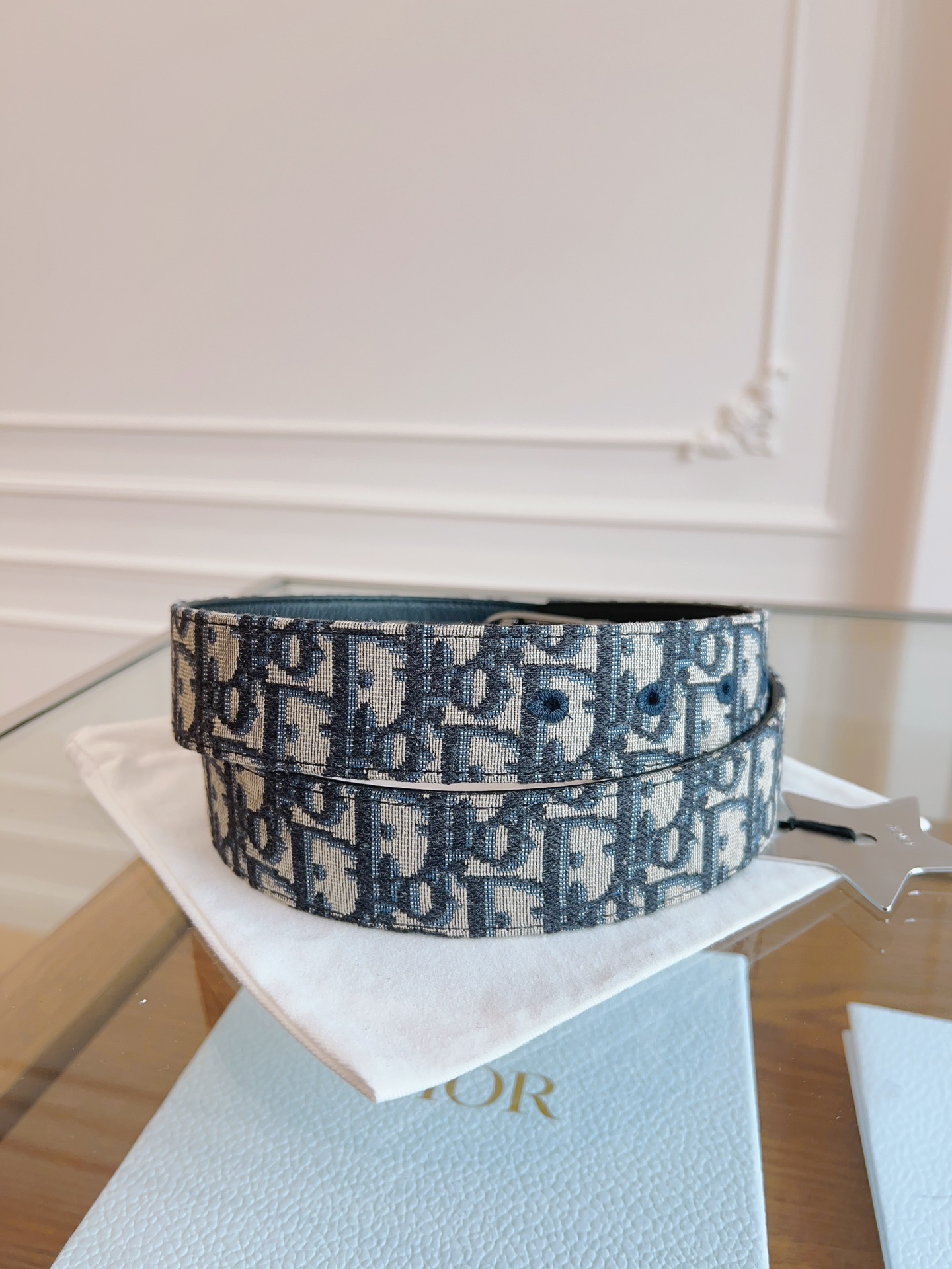 Dior Oblique Canvas Belt, 3.5cm - Blue Dior Oblique Embroidery 8 i1714405474 9102 0