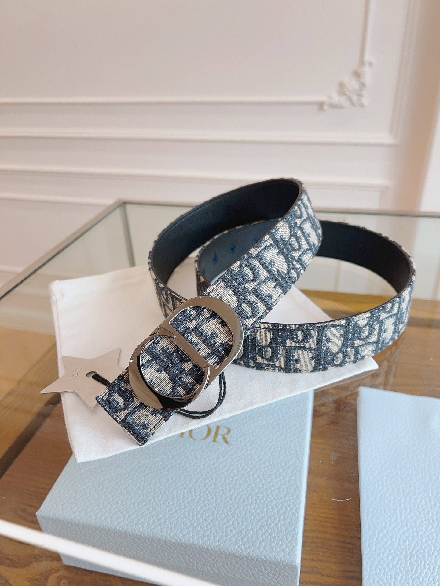Dior Oblique Canvas Belt, 3.5cm - Blue Dior Oblique Embroidery 2 i1714405475 8242 5