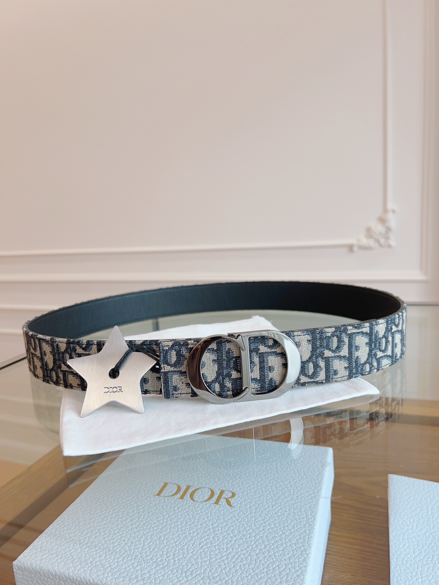 Dior Oblique Canvas Belt, 3.5cm - Blue Dior Oblique Embroidery 5 i1714405475 8293 7