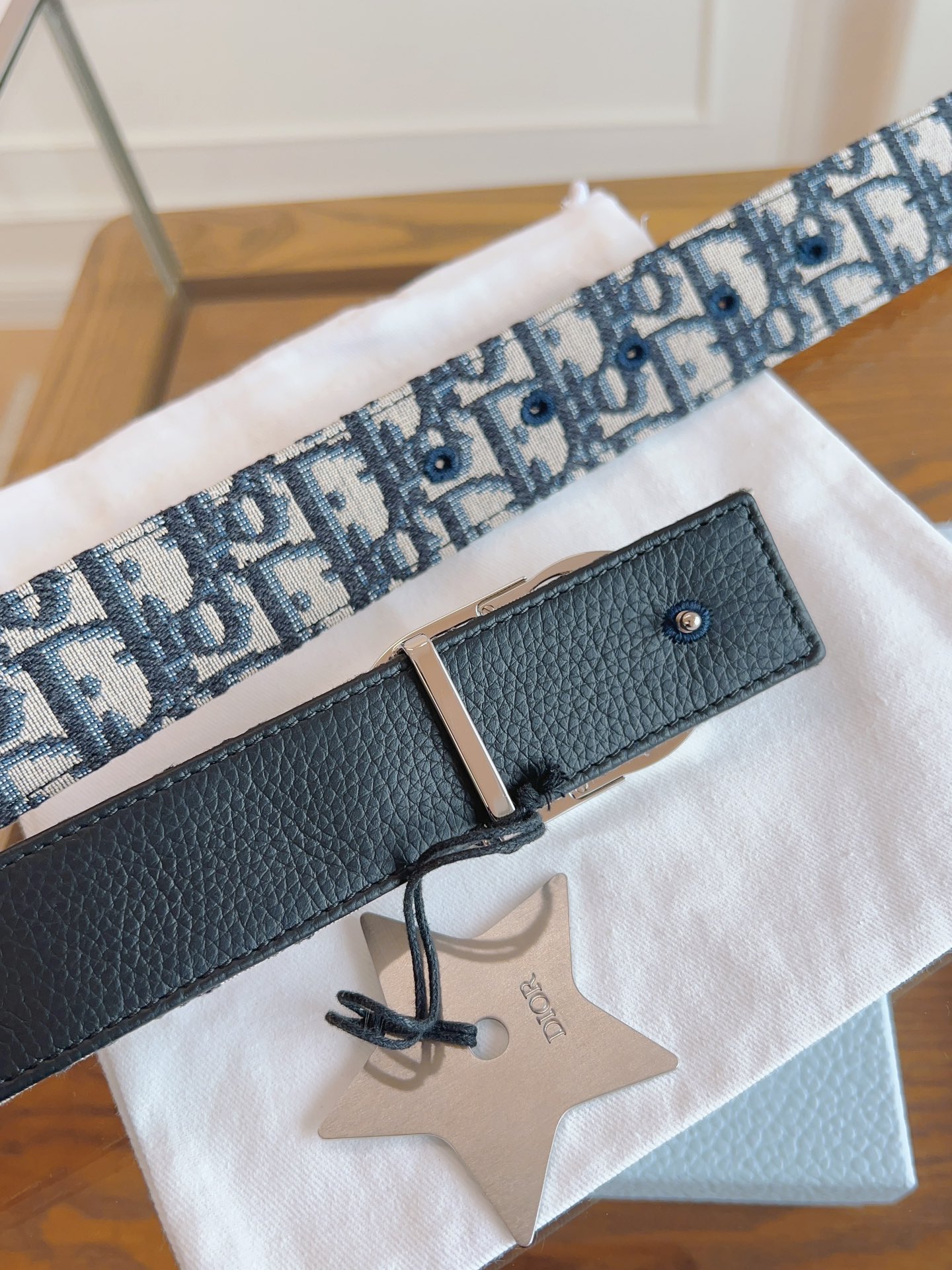 Dior Oblique Canvas and Black Calfskin Belt, 3.5 cm Width, Silver-Finish Metal 5 i1714405599 1313 6