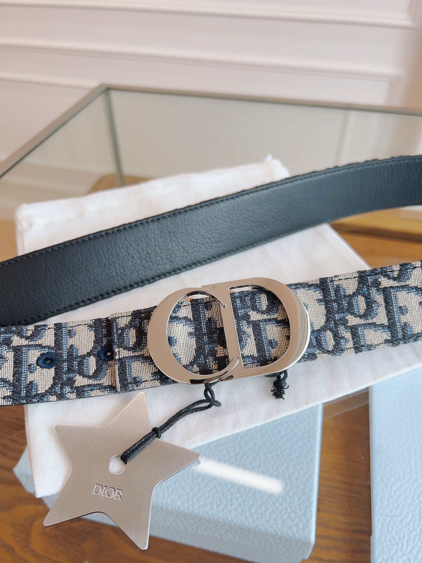 Dior Oblique Canvas and Black Calfskin Belt, 3.5 cm Width, Silver-Finish Metal 7 i1714405599 4589 8