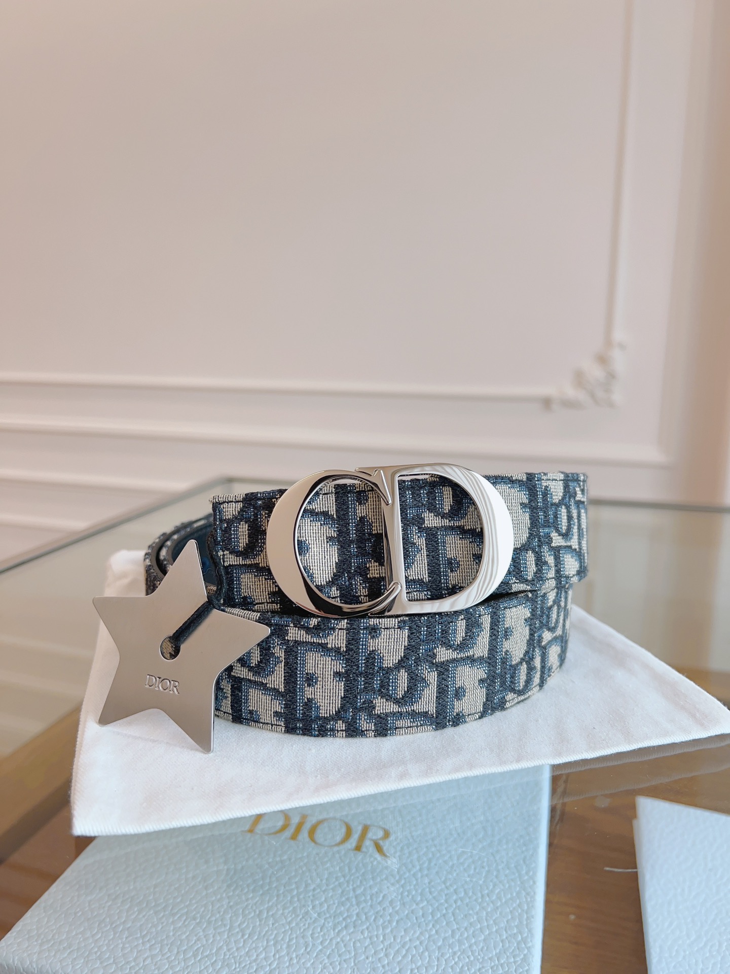 Dior Oblique Canvas and Black Calfskin Belt, 3.5 cm Width, Silver-Finish Metal 2 i1714405599 4996 7