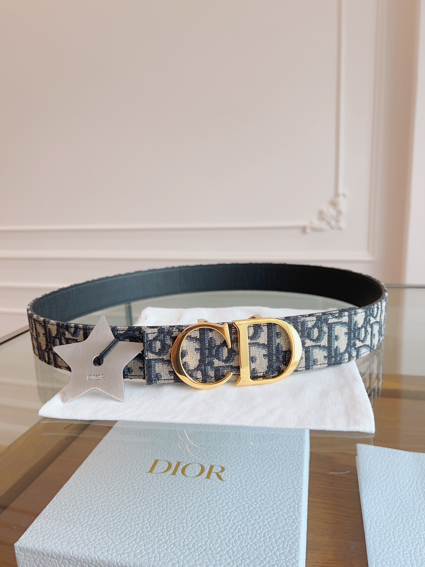 DIOR Oblique Canvas and Black Leather Belt with CD Buckle, 3.5 cm 6 i1714405634 9860 3