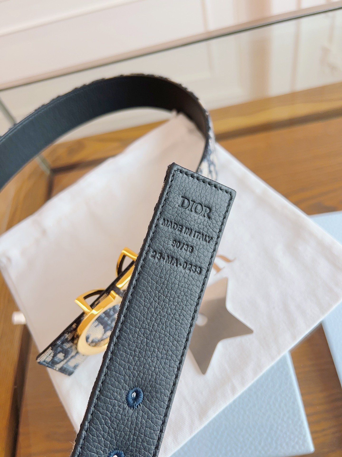 DIOR Oblique Canvas and Black Leather Belt with CD Buckle, 3.5 cm 8 i1714405635 7574 7