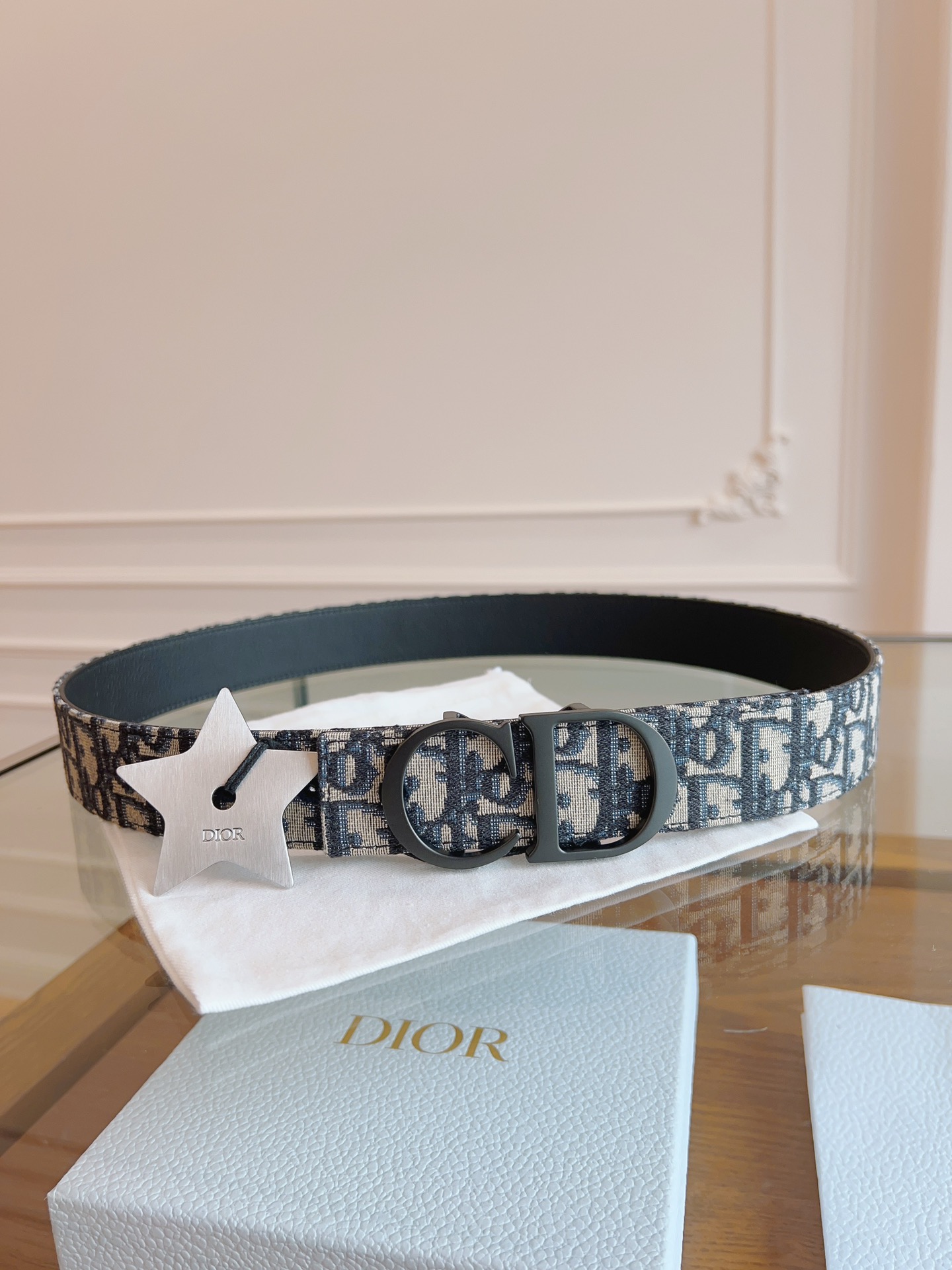 Dior Oblique Canvas and Black Leather Belt, 3.5 cm Width, Silver Star 6 i1714405669 4580 2